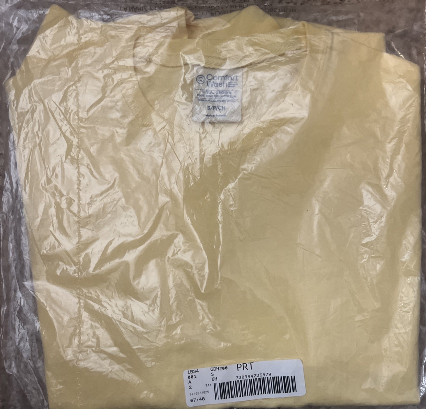 ComfortWash Hanes Men/Women Garment Dyed Long Sleeve T-Shirt Yellow S Sealed New