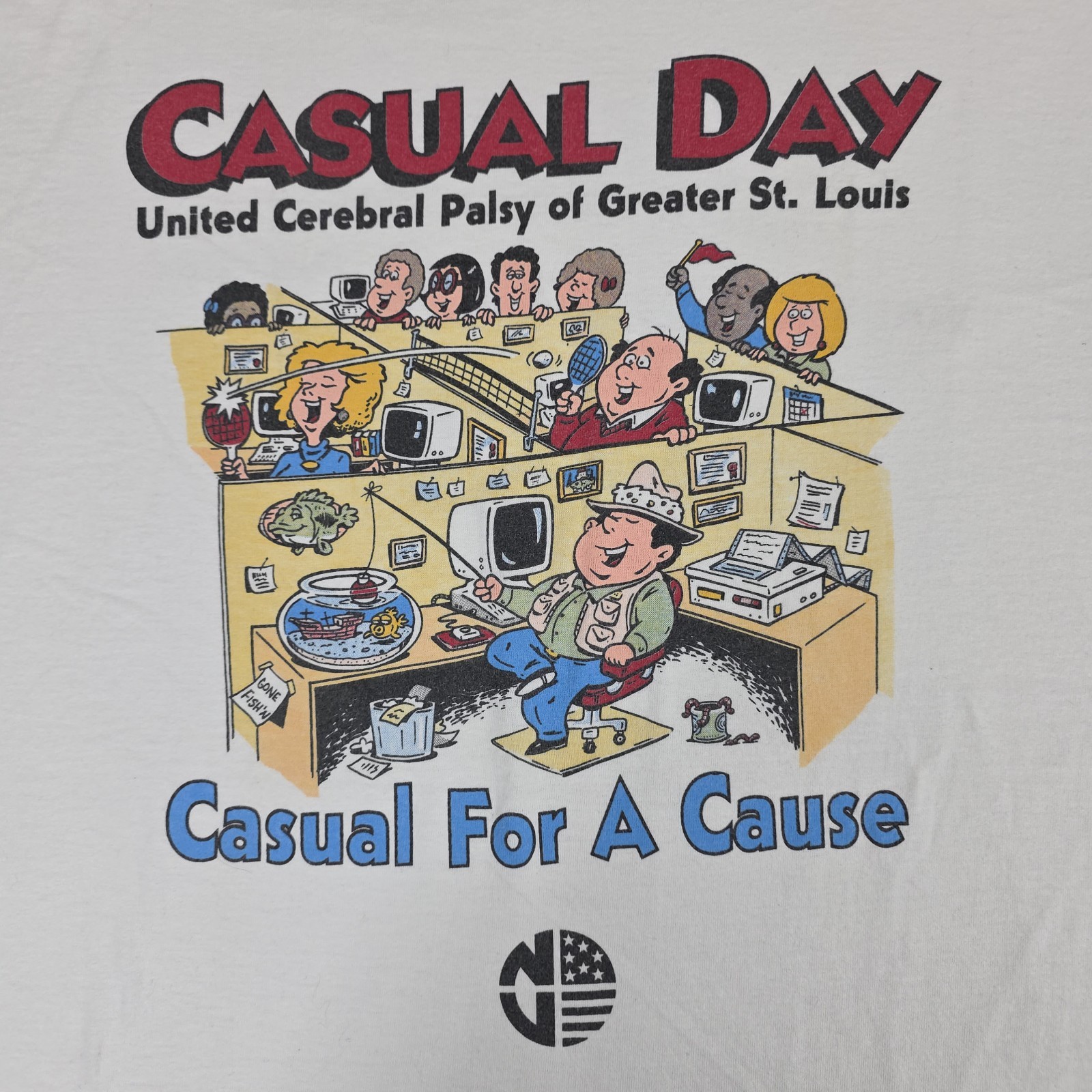 Vintage United Cerebral Palsy Casual Day Shirt Mens XL White St. Louis Cartoon