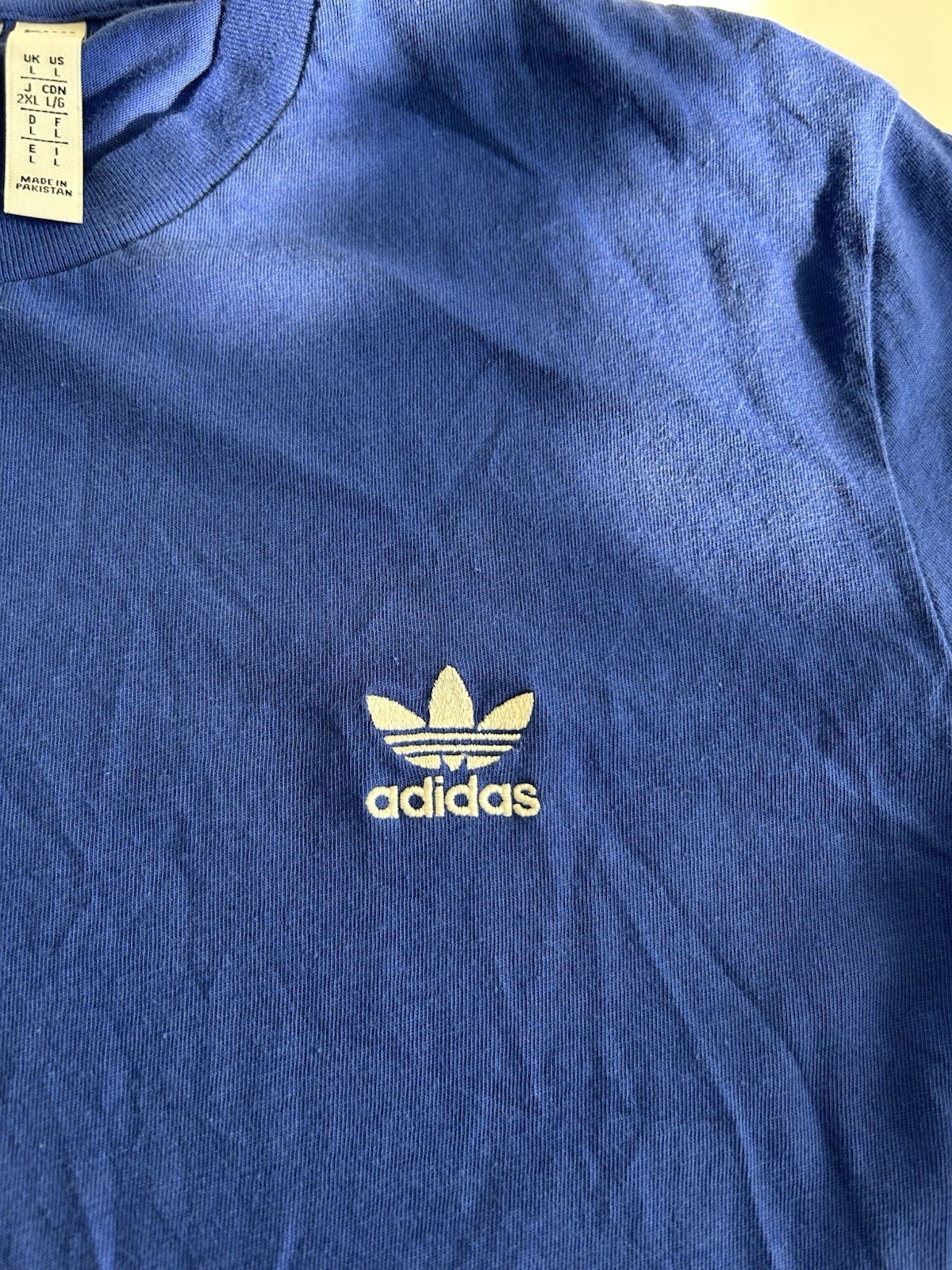 Adidas Originals Trefoil T Shirt Mens Large Blue Embroidered Logo Casual Tee
