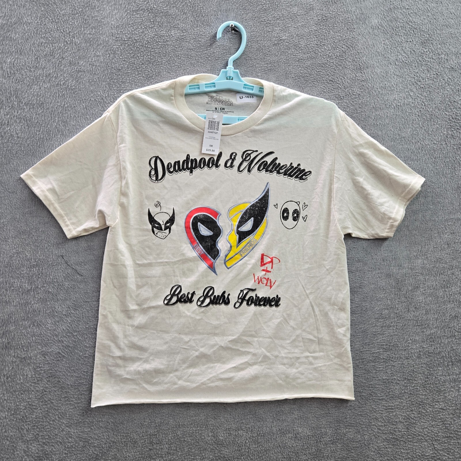 Deadpool & Wolverine Men Shirt Small Ivory Best Friends Buds Forever Tee NWT