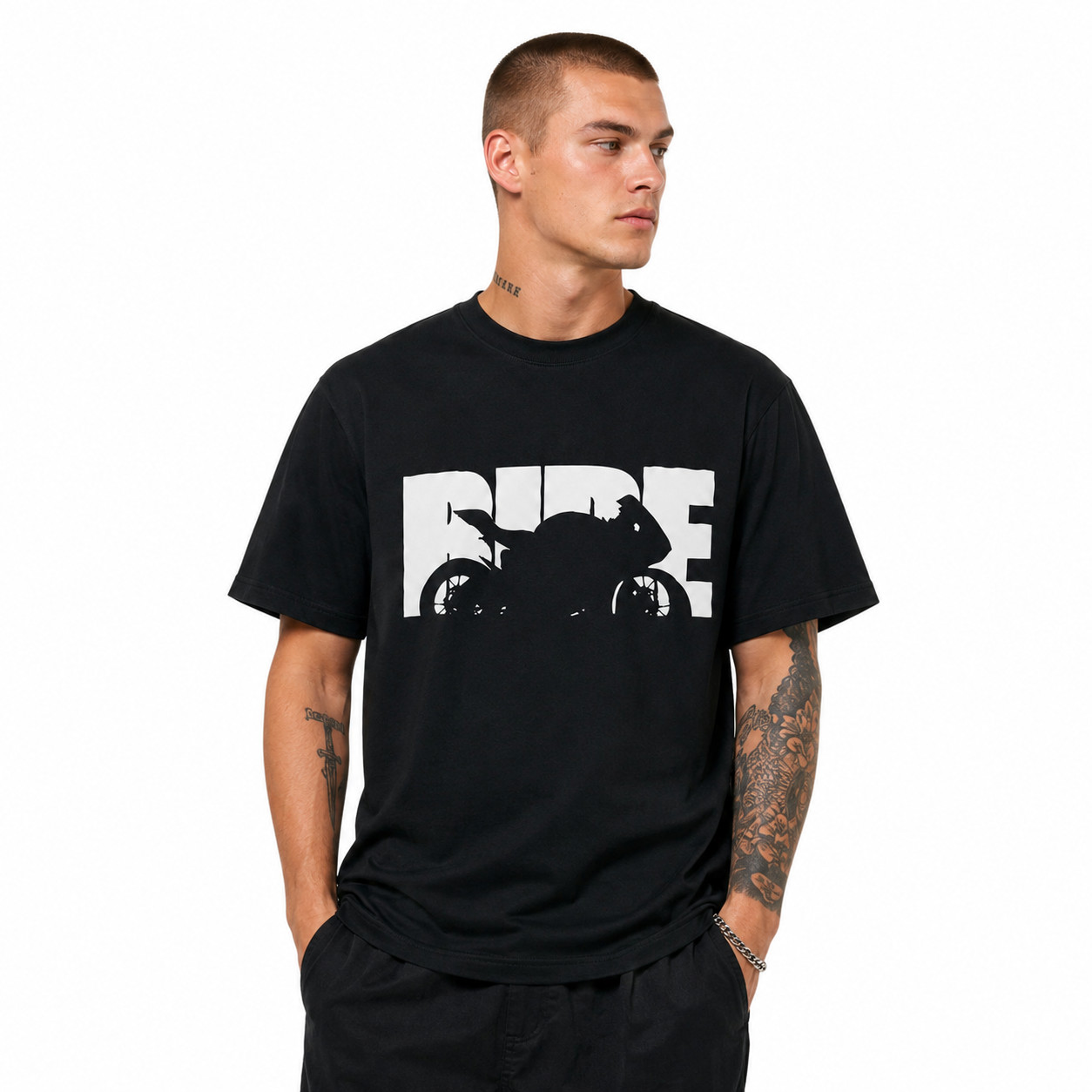 Vintage Ride Motorcycle Graphic T-Shirt Men’s Biker Street Style Tee
