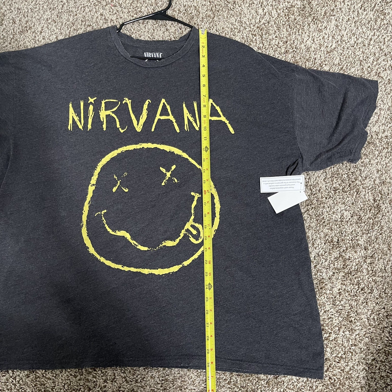 Nirvana Men’s Smiley 1993 Tour Graphic Distress Relax Boxy Tee Size 2XL