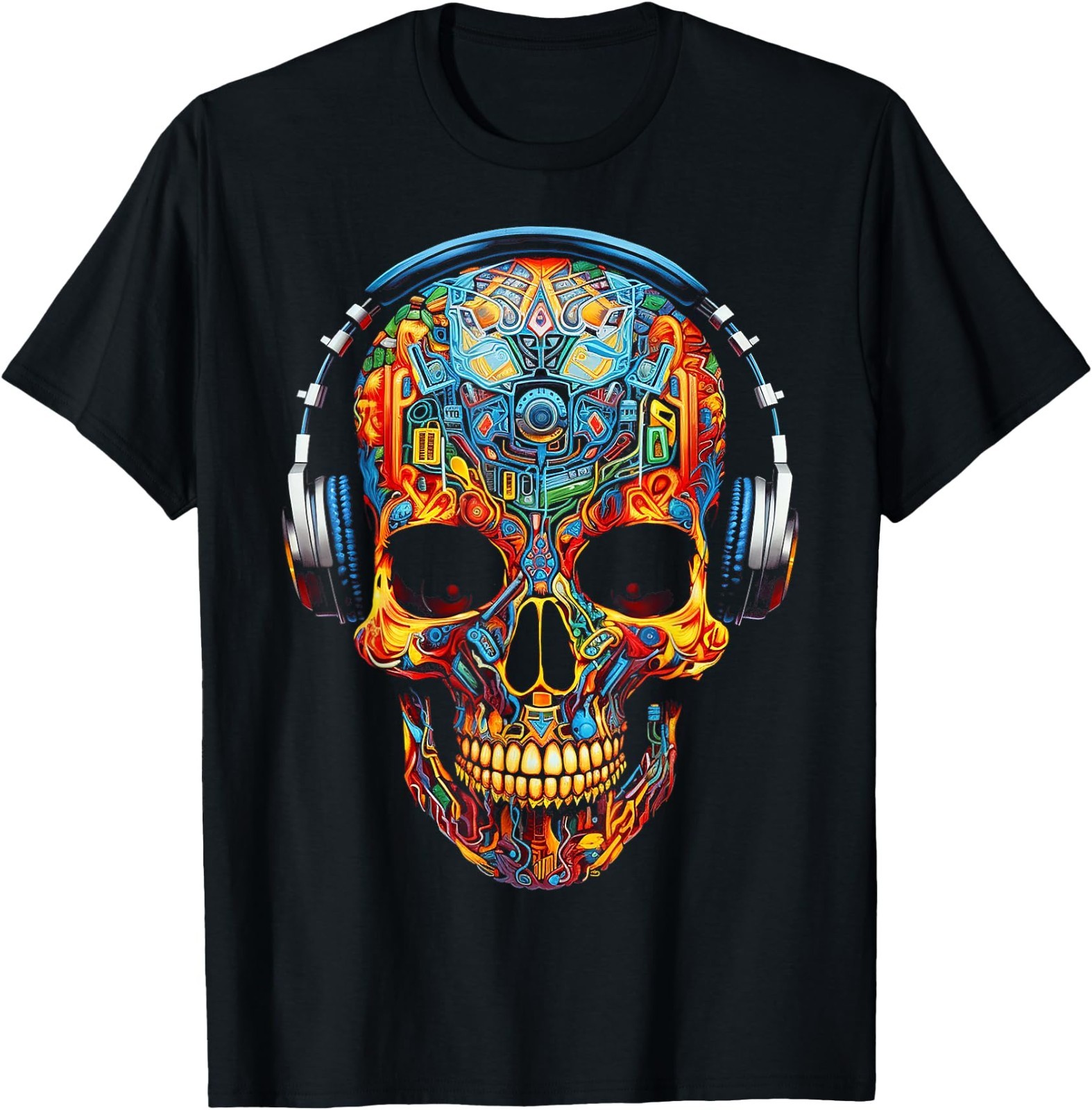 Skull Art Geometric Fantasy Colorful Graphic Skull T-Shirt