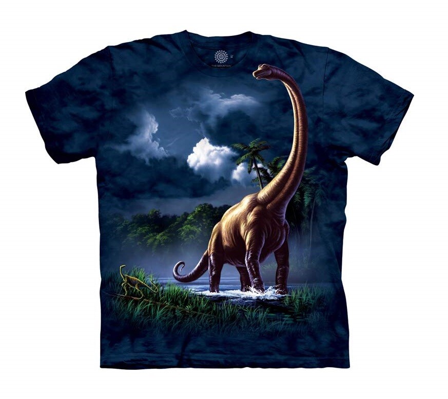 Dinosaur Brachiosaurus Jurassic Park Mountain Triassic Reptile Blue Shirt S-5X
