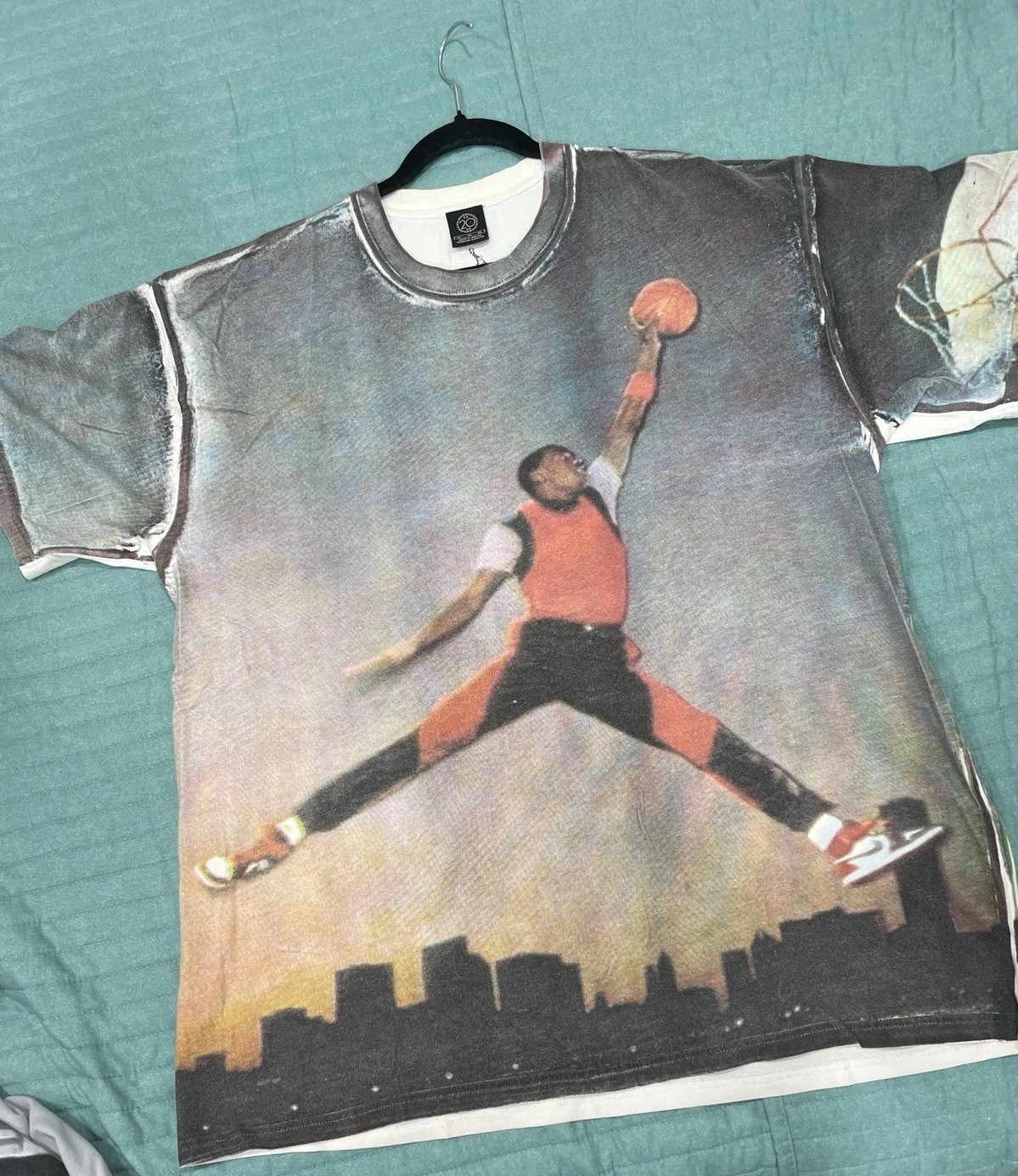 Vintage 2005 Nike Air Jordan 1 Skyline T-Shirt Bred Blacktoe XL 20th Anniversary