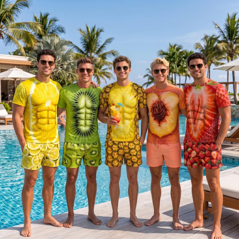 Funny Matching Summer Shirts, Fruit Graphic Tee, Beach Vacation Outfit S-5XL