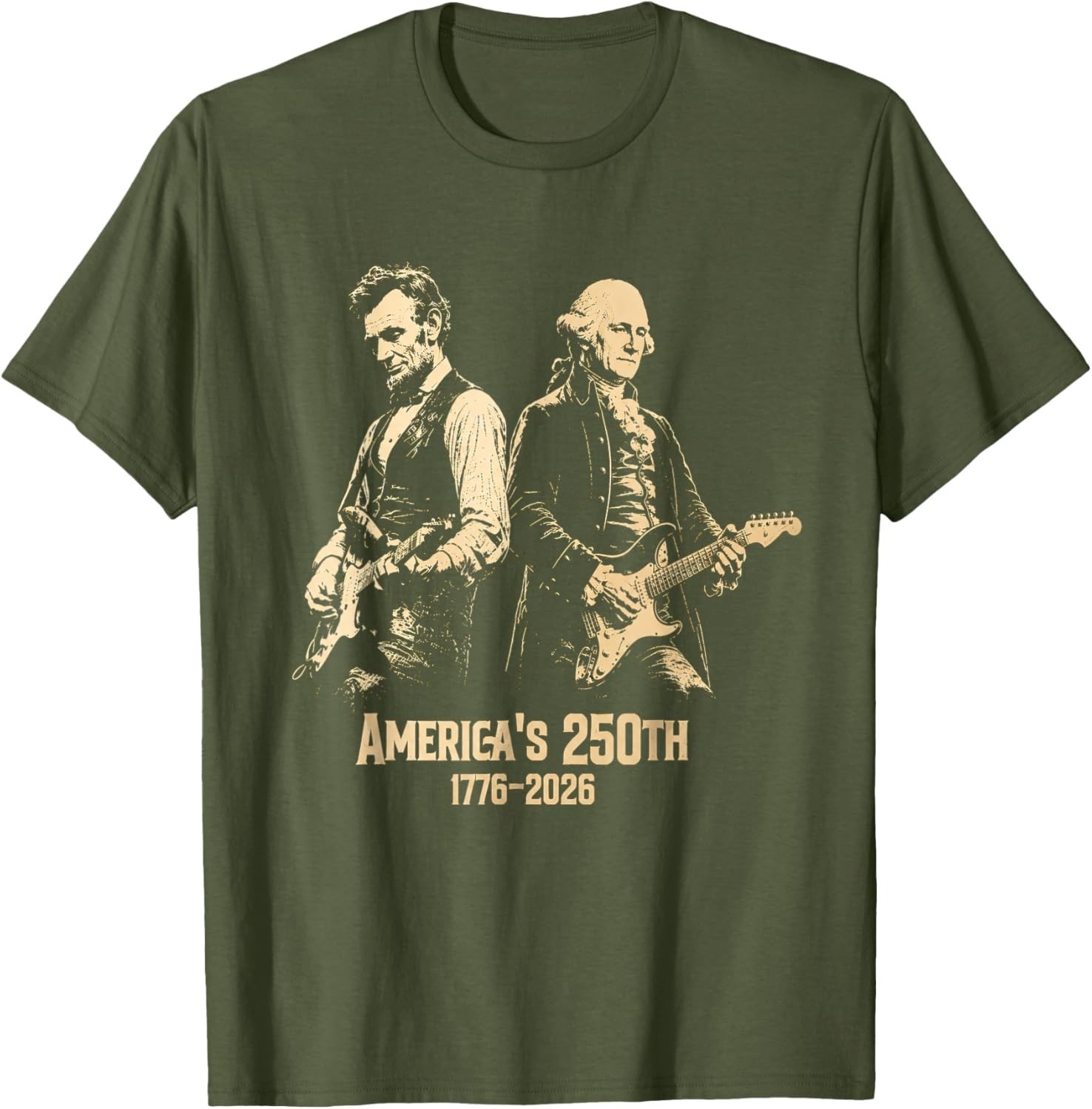 George Washington Lincoln Playing Guitar Abe Lincoln 250th T-Shirt