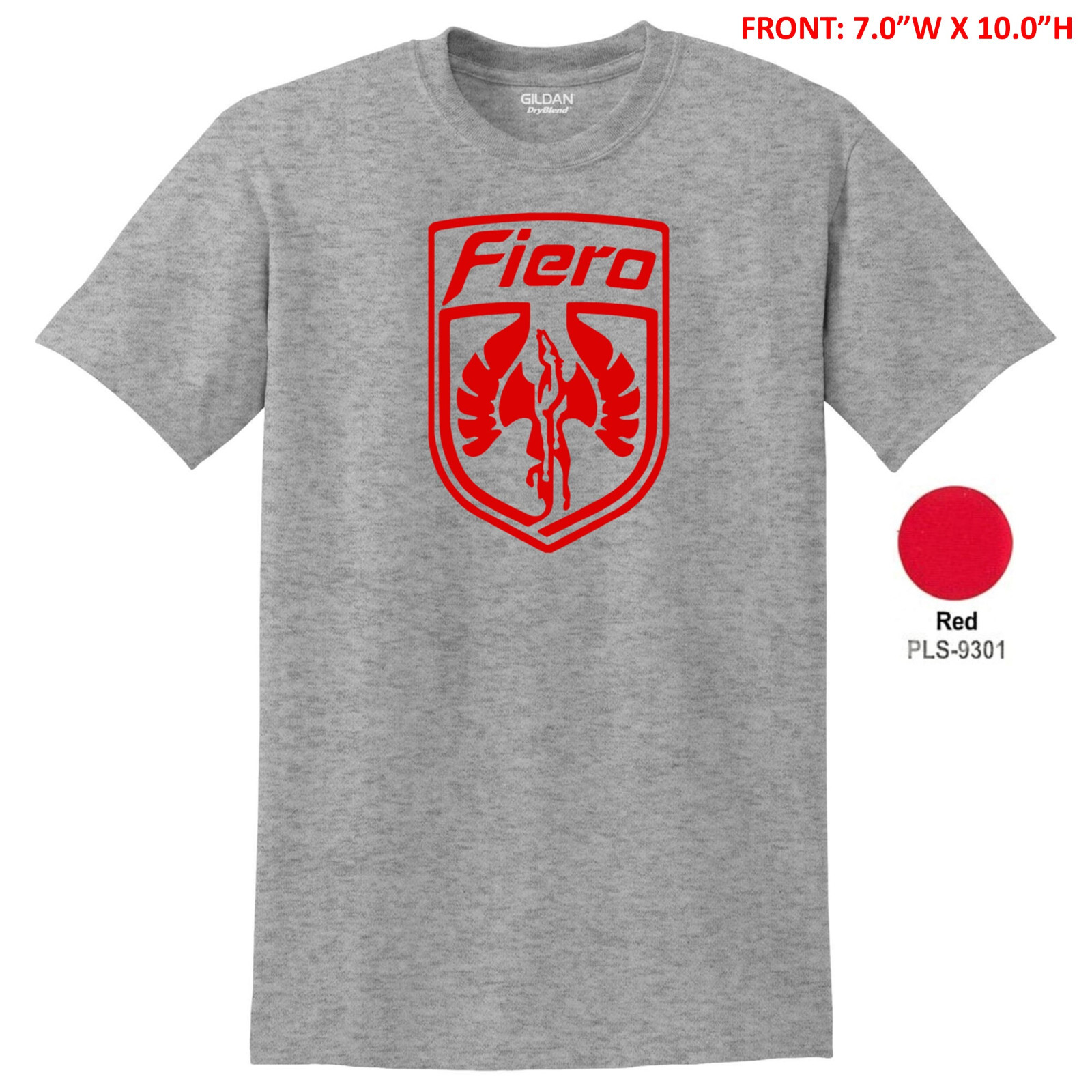 PONTIAC FIERO EMBLEM 7.0″W x 10.0″H UNISEX GILDAN T-SHIRT S-3X -12 COLOR OPTIONS