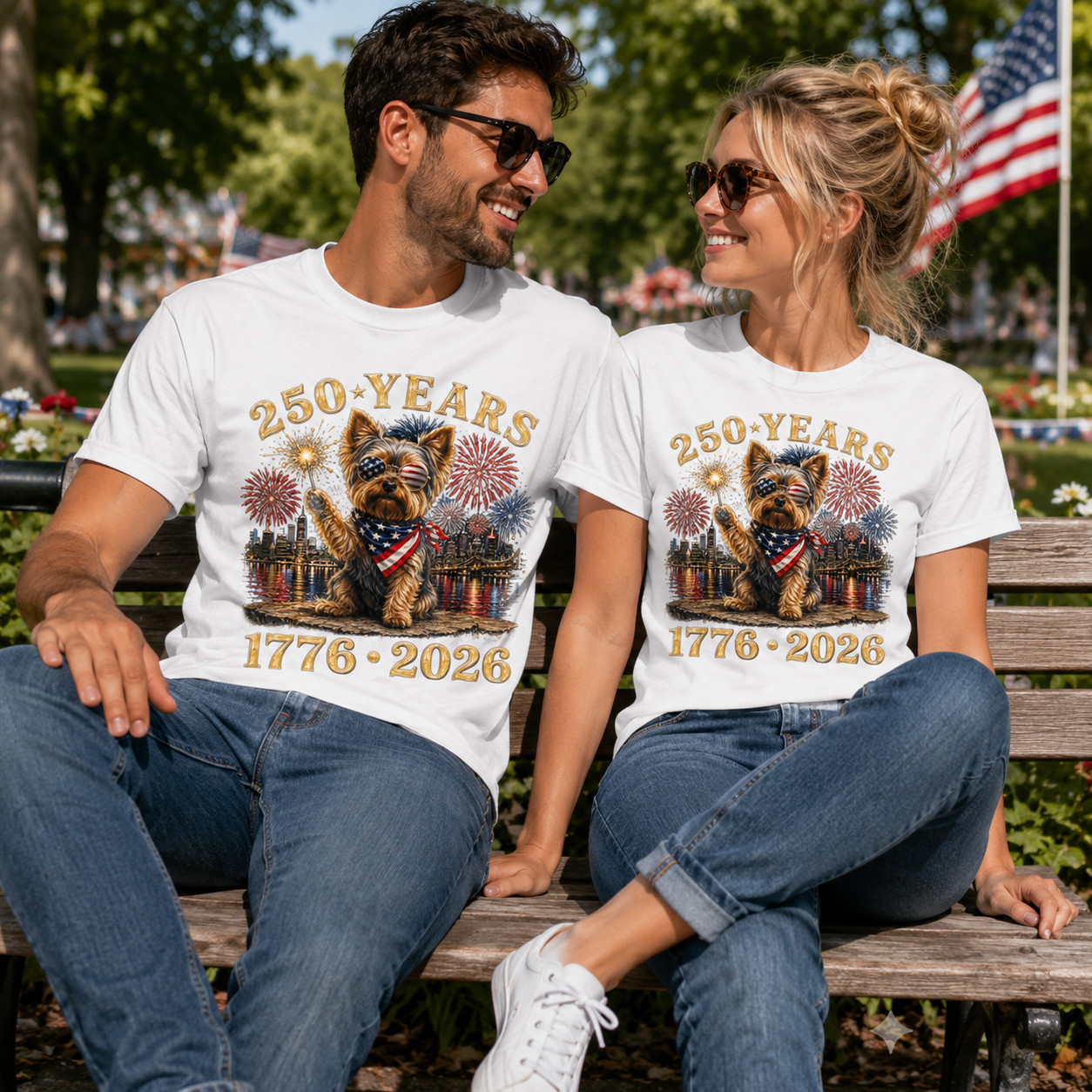 Yorkie Dog 250th America Patriotic USA 4th of July T-Shirt