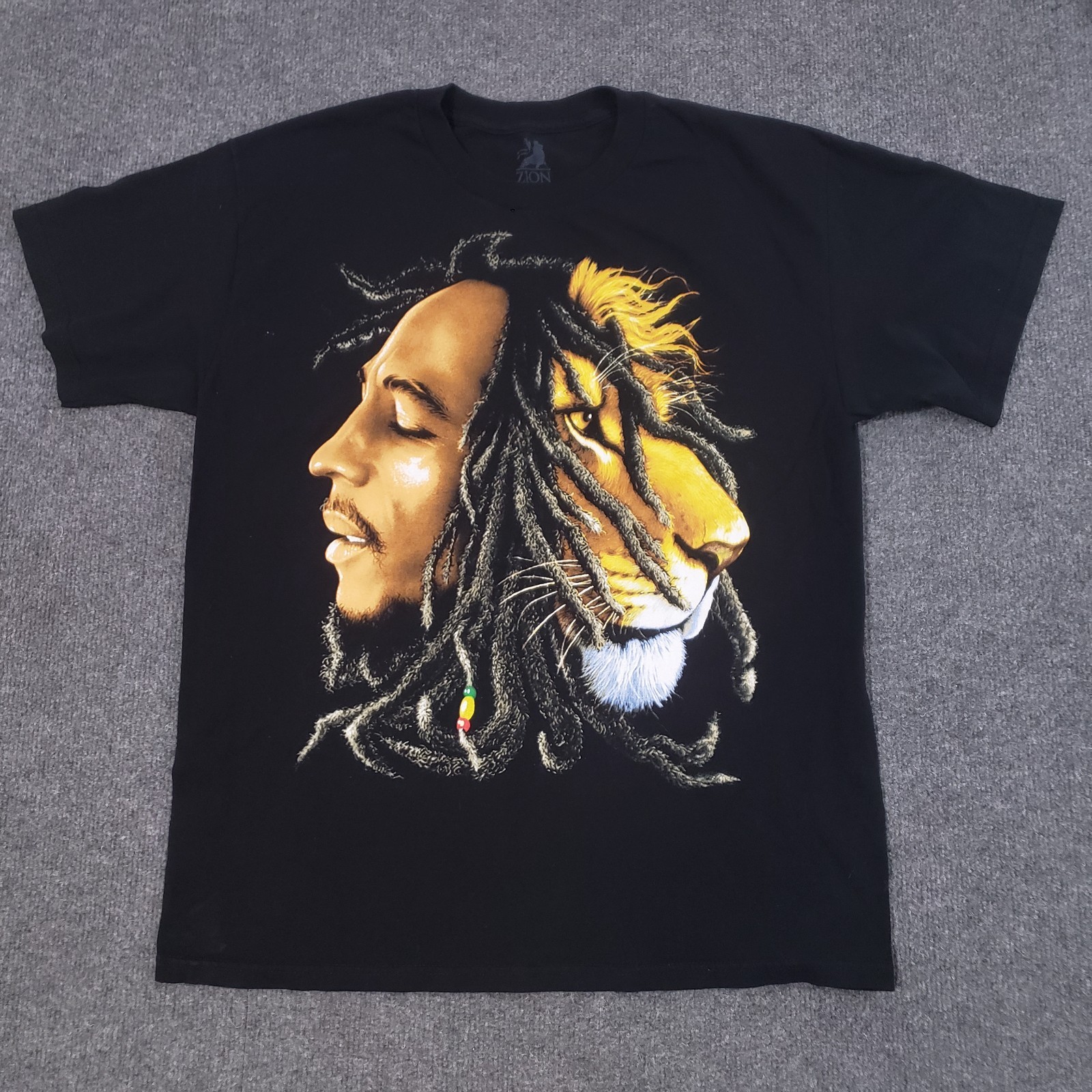 Bob Marley Shirt Jamaica Lion Rasta size large black zion rootswear