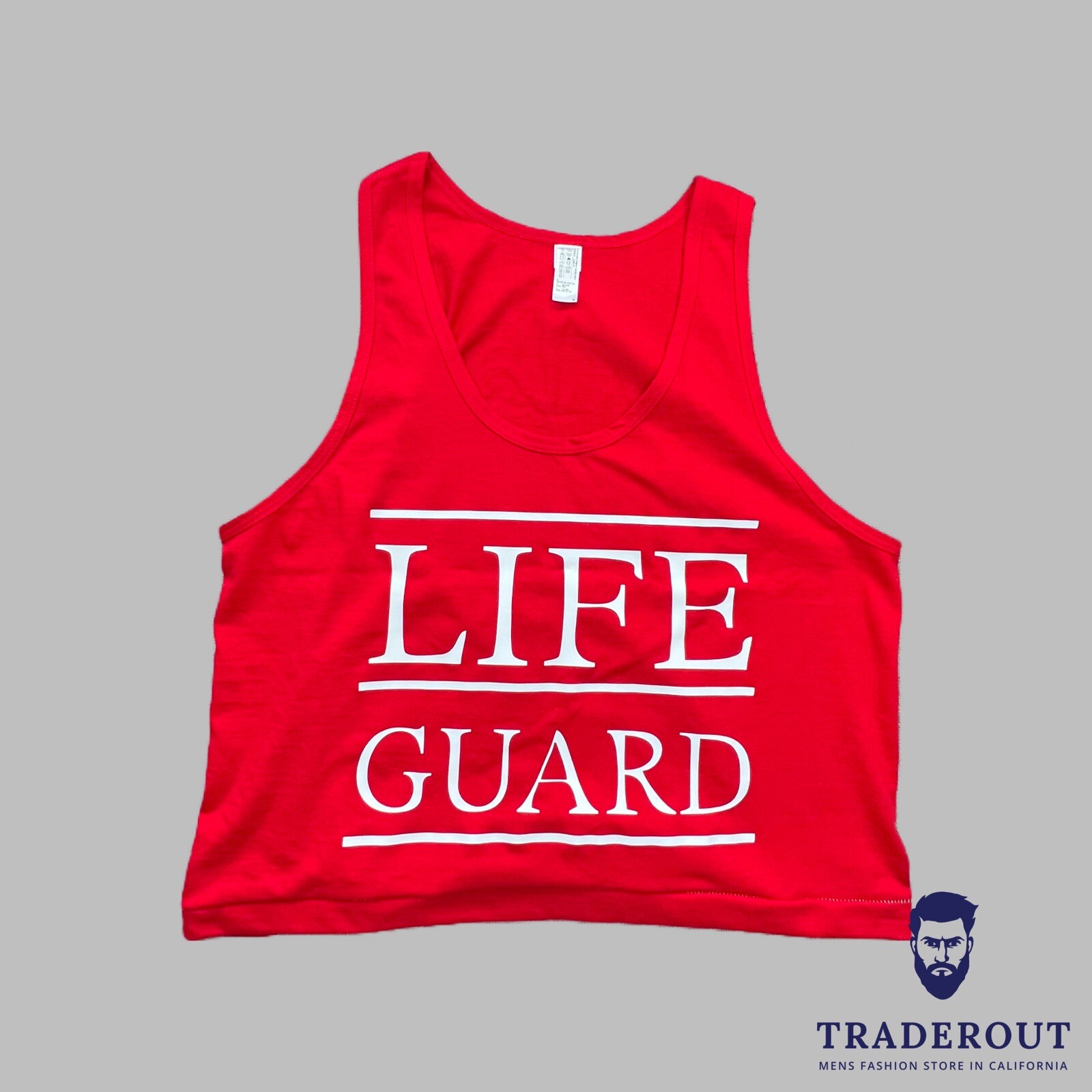 H.E.Arts Male LIFEGUARD custom print men red cotton Crop tank top