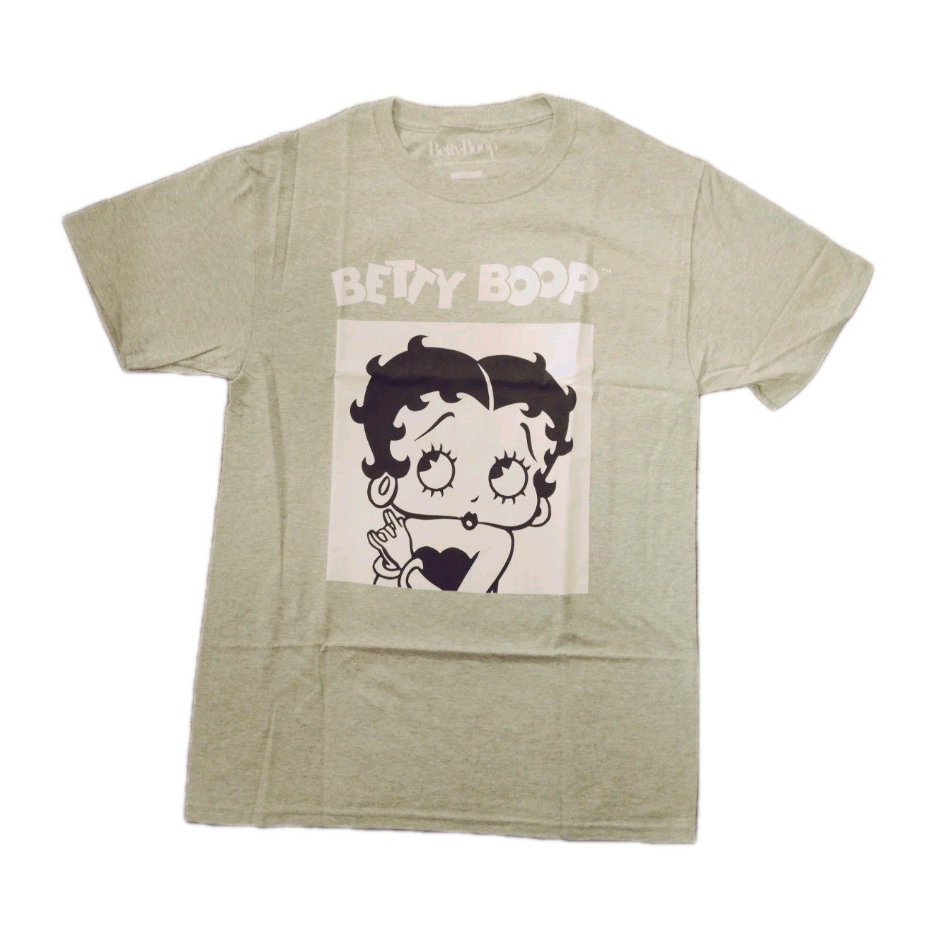Classic Black and White Betty Boop Heather Gray Graphic Tee T-shirt Cartoon NWOT