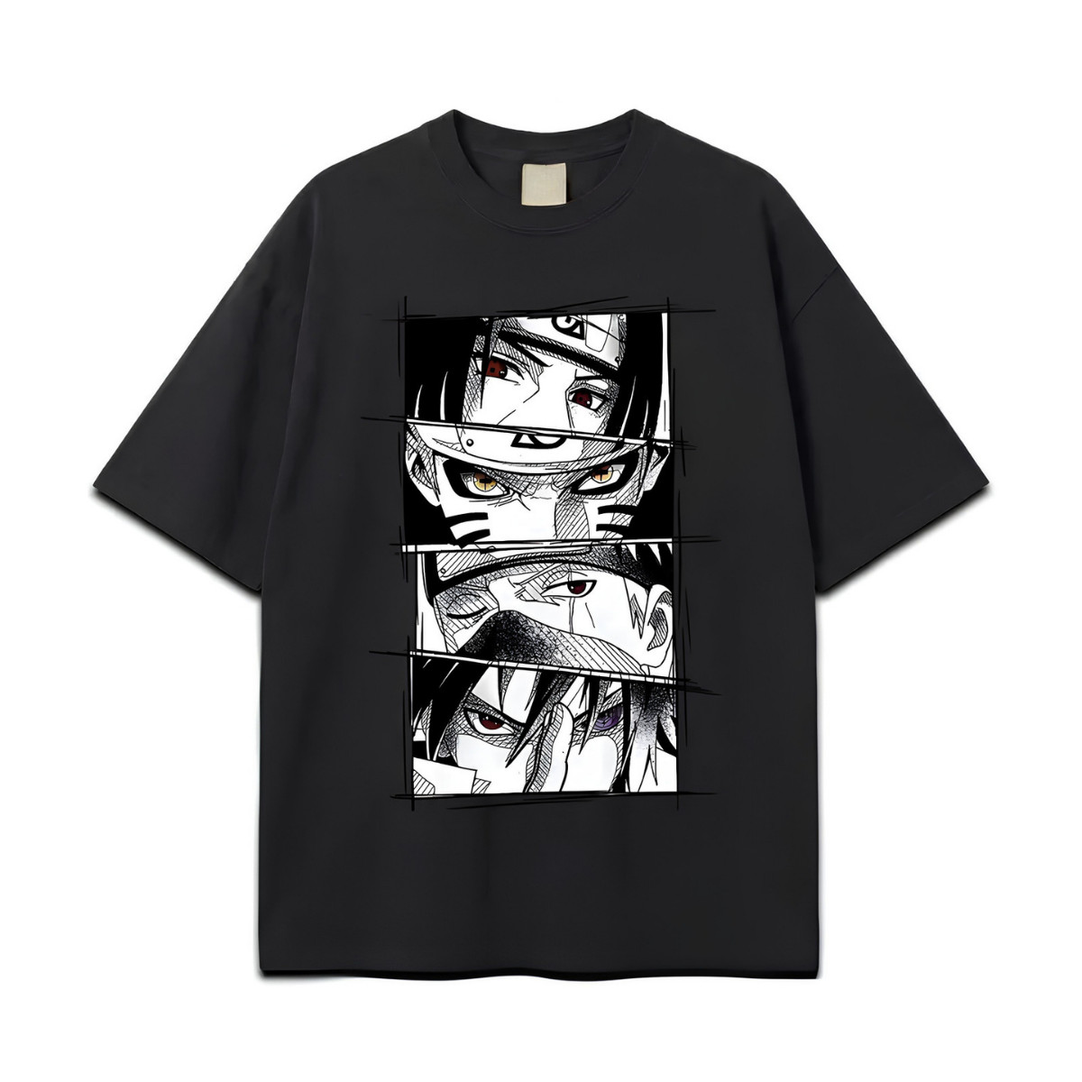 Naruto Eyes Panel T-Shirt – Sasuke Itachi Kakashi Anime Graphic Tee