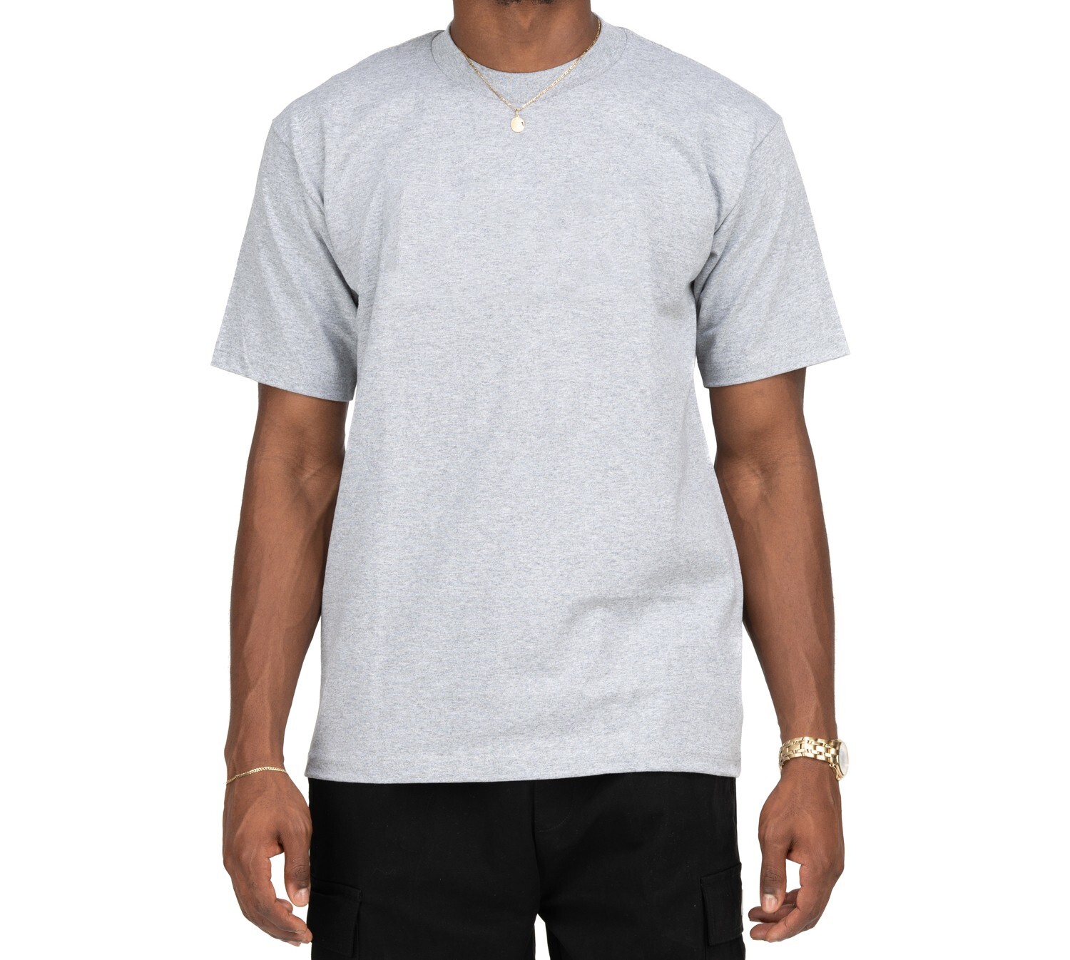 Pro Club Men’s Heavyweight Plain Cotton Short Sleeve Crew Neck T-Shirt Big Tall