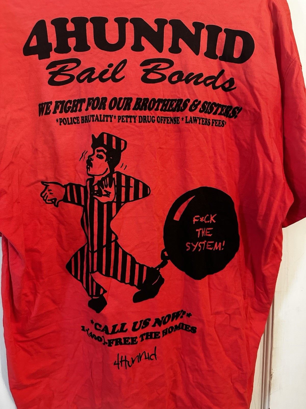 4 Hunnid 4Hunnid Bail Bonds Graphic T-shirt Size L *Faded See Pics*