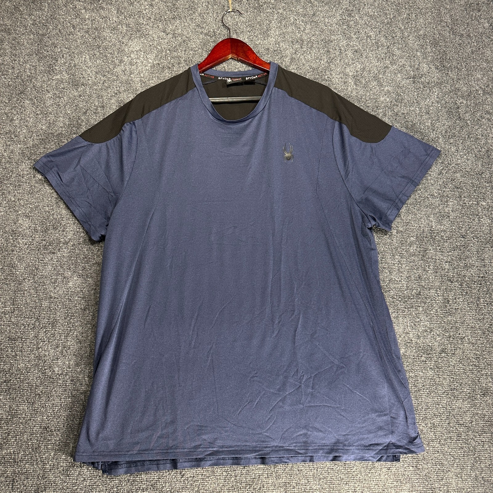 Spyder Active Tee Shirt Mens XXL Blue Short Sleeve Crew Neck Reflective Proweb