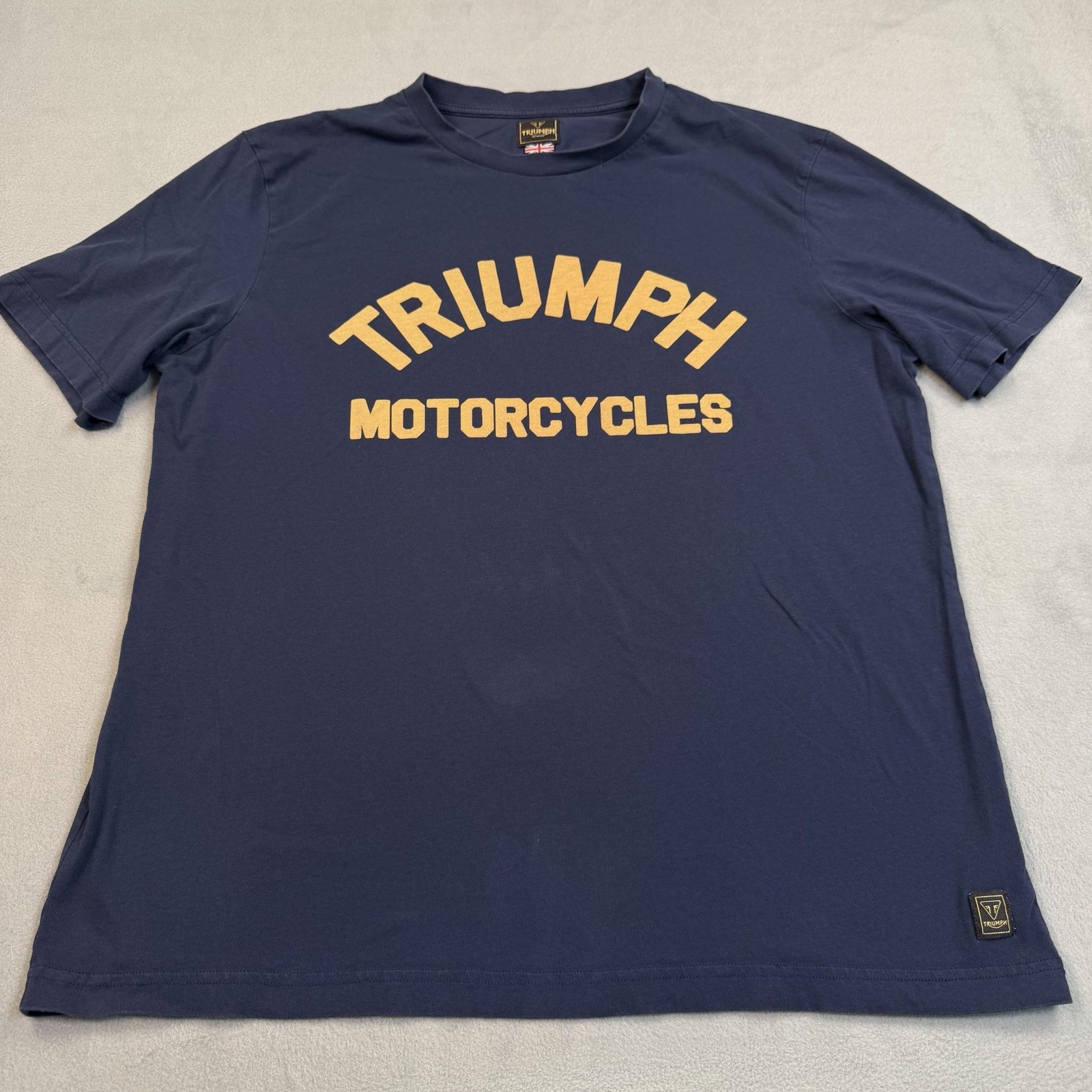 Triumph Shirt Mens 2XL Blue Motorcycles Burnham Arch Logo Graphic Tee Biker