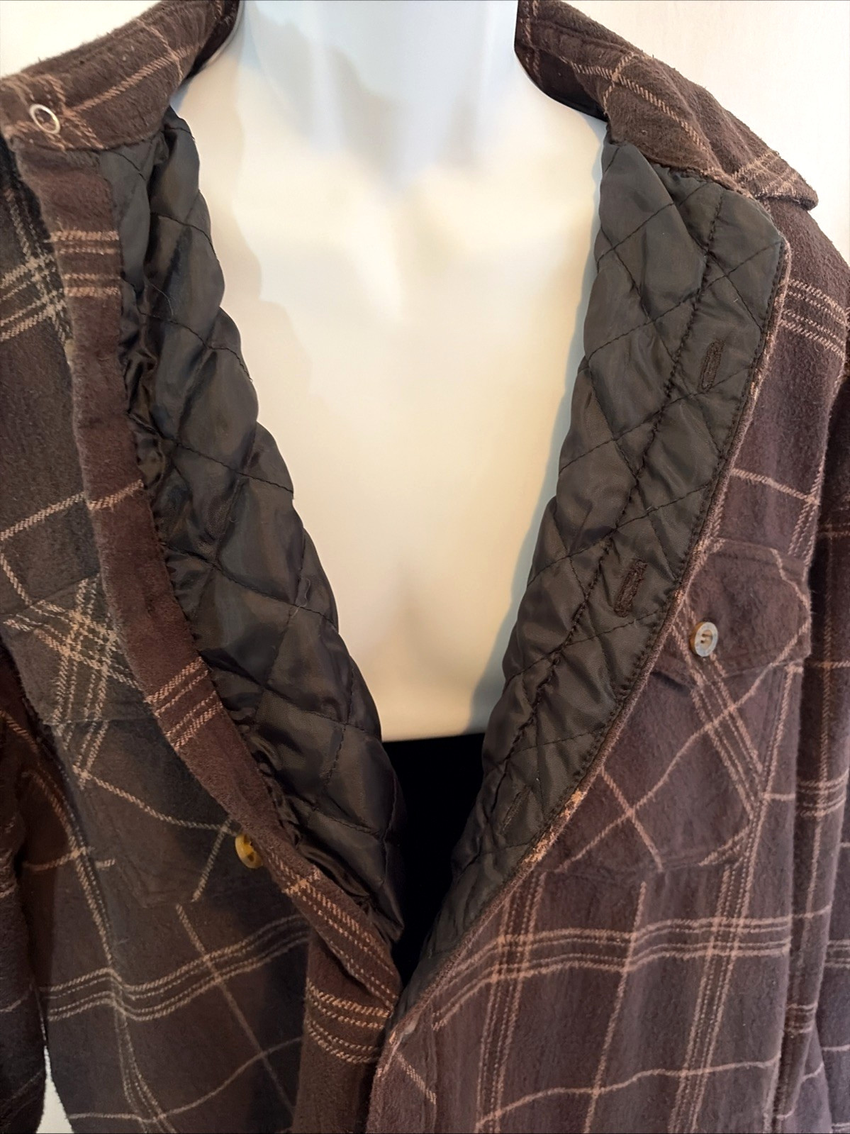 Men’s Levi Strauss Thermal Quilted Lined Plaid Flannel Shirt Size L