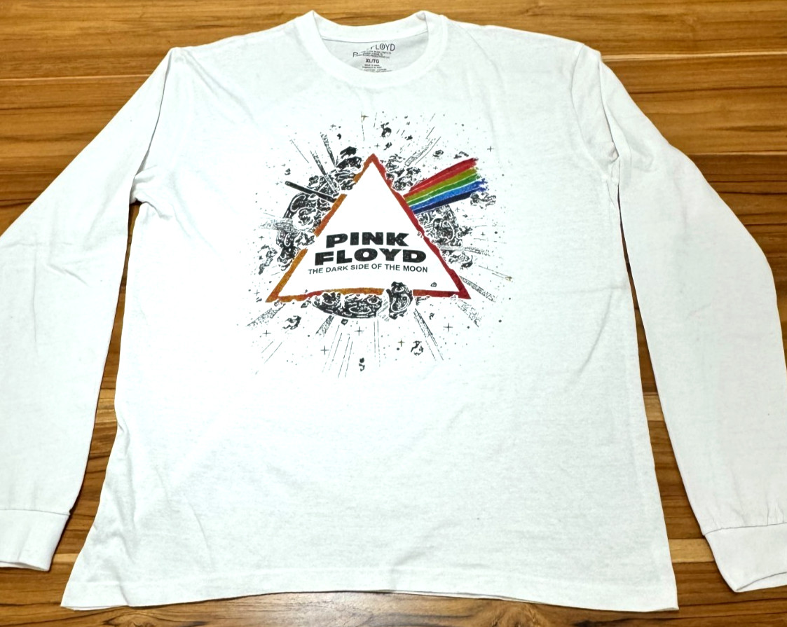 Pink Floyd Dark Side of The Moon Long Sleeve Shirt Mens XL White Band Graphic