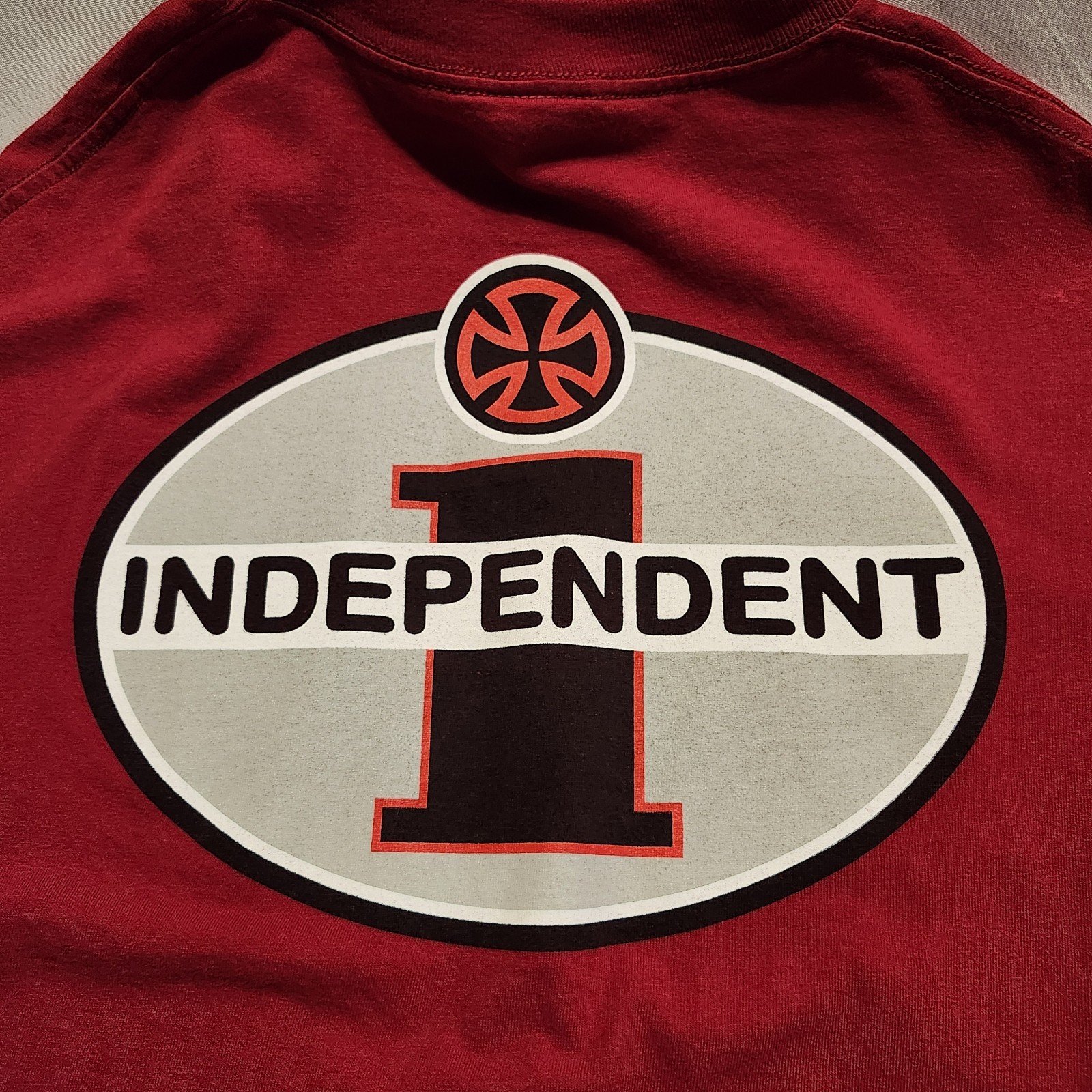 Vintage Independent Shirt Men Large Red Trucks Iron Cross Skater 90s Y2K