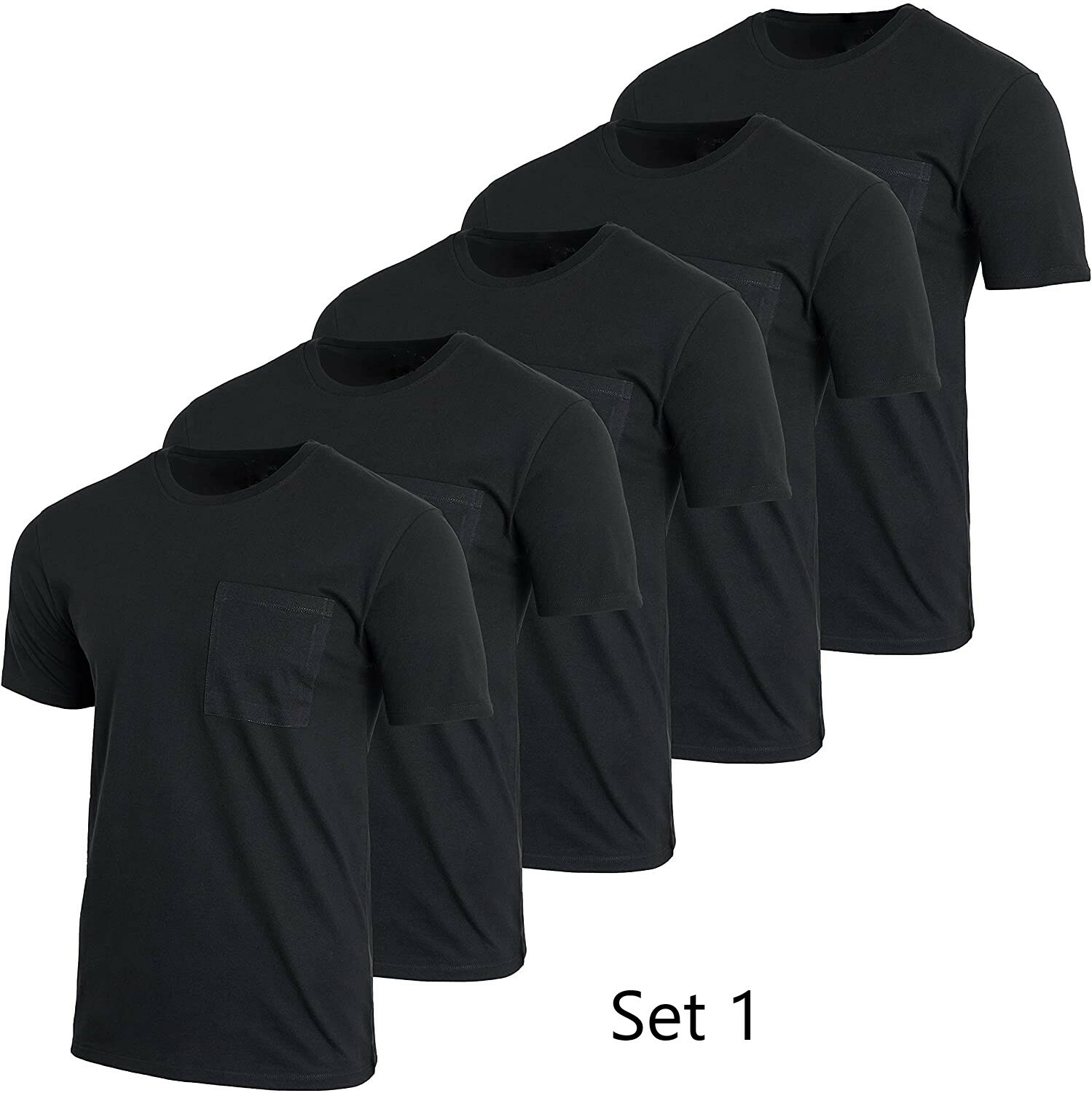 Men’s Cotton Crew Neck Pocket T-Shirts (5-Pack)