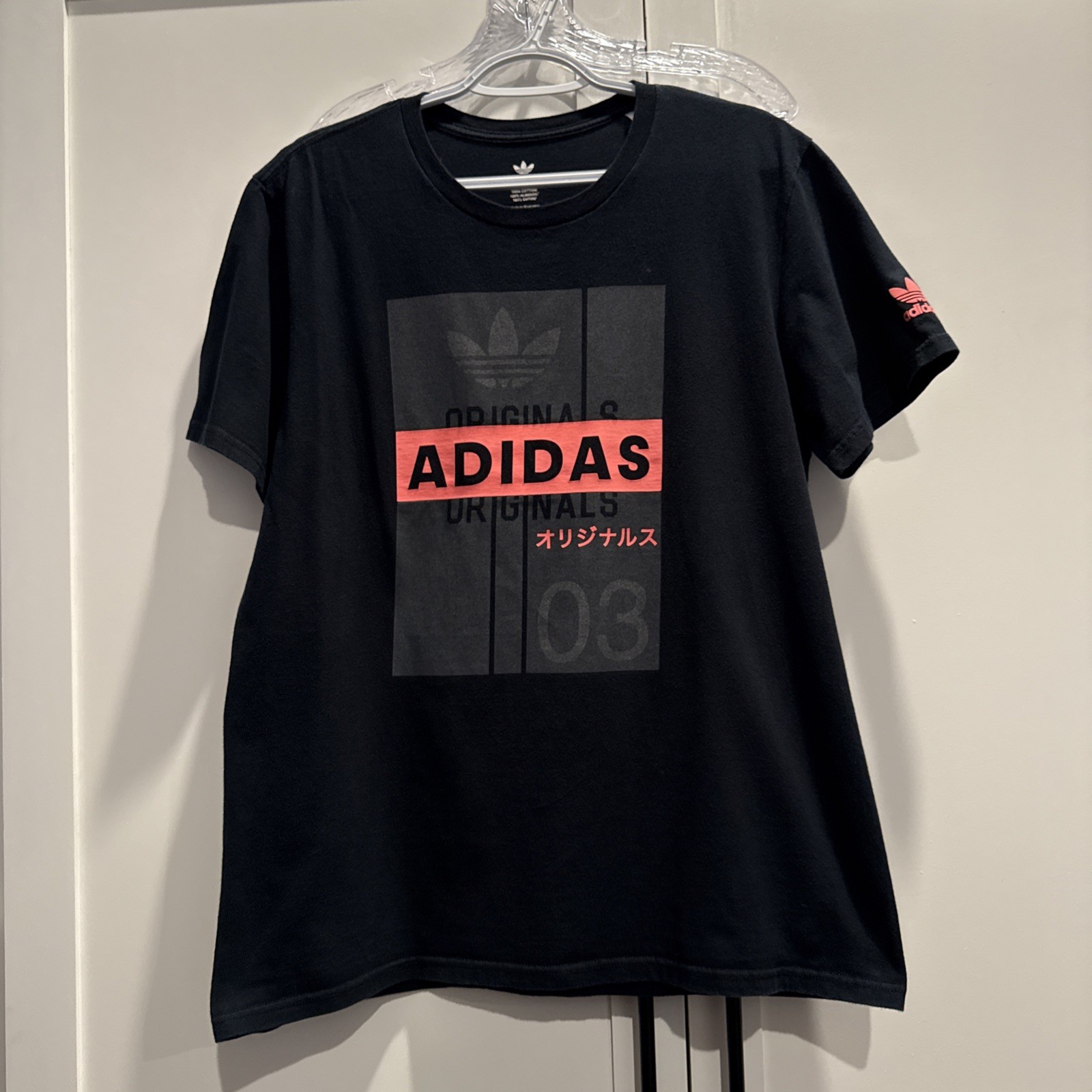 Mens ADIDAS Originals Black Logo Graphic Print Tee T Shirt Sz M