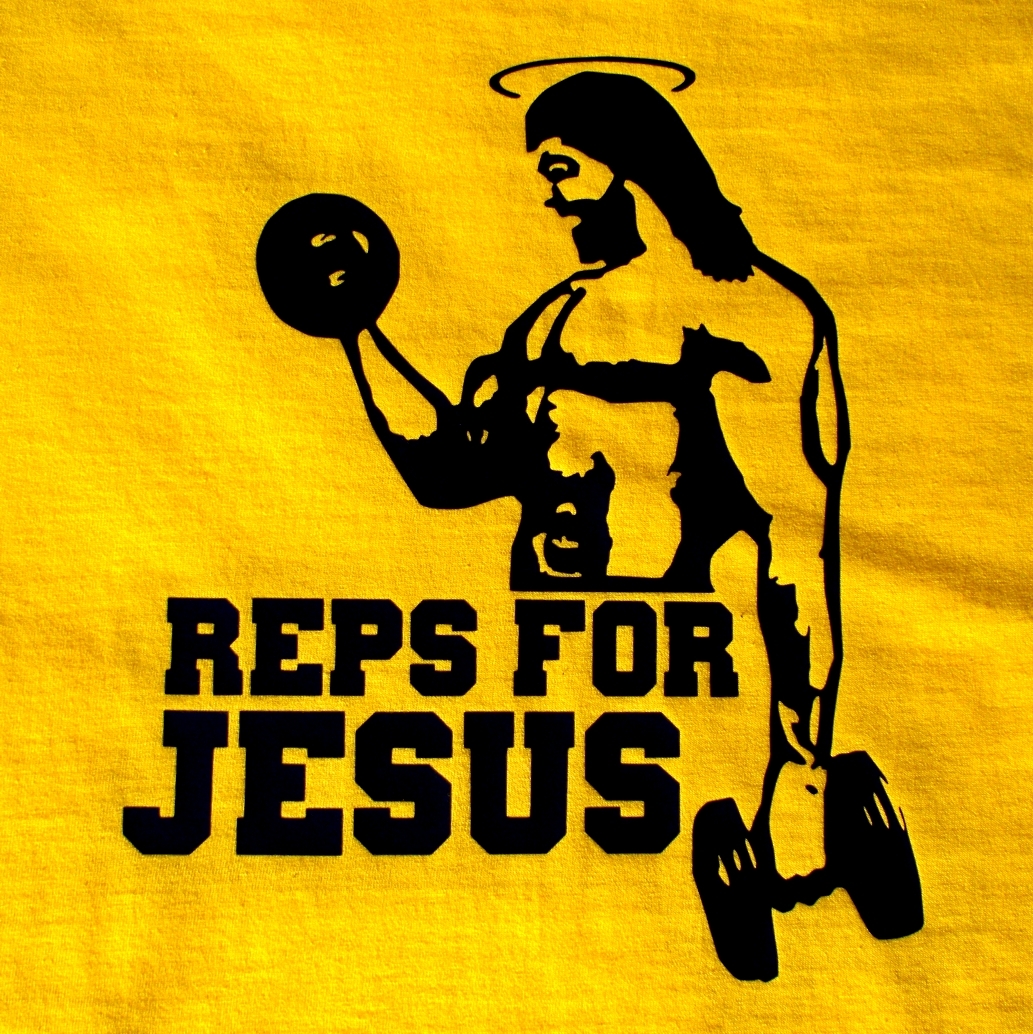 gym tee T-shirt tshirt body building REPS FOR JESUS F weight training lifting