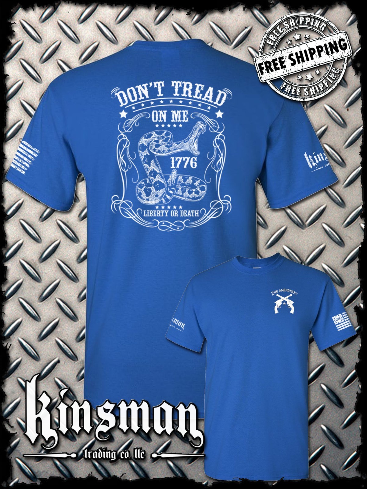 Don’t Tread on Me Snake Liberty or Death 1776 T-Shirt Pro Gun 2nd Amendment USA