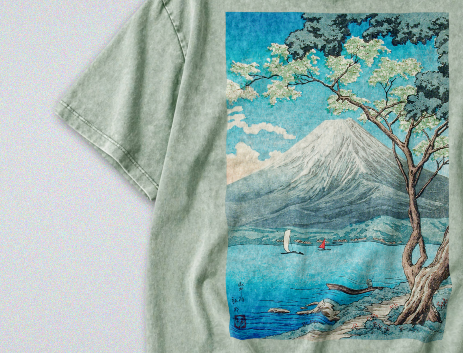 100% Cotton Tee – Unisex Retro Oversized Fit – Japan’s iconic Mt Fuji Landscape