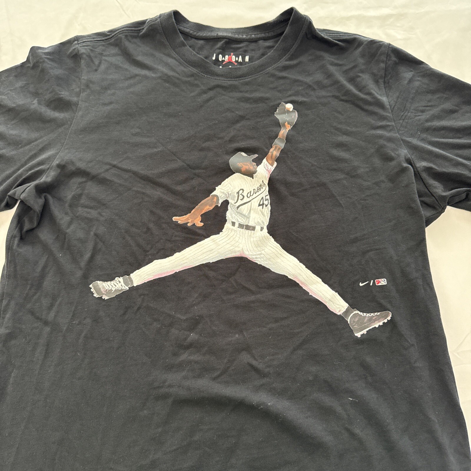 Jordan Shirt Mens Medium Black Birmingham Barons Jumpman Logo Air Baseball