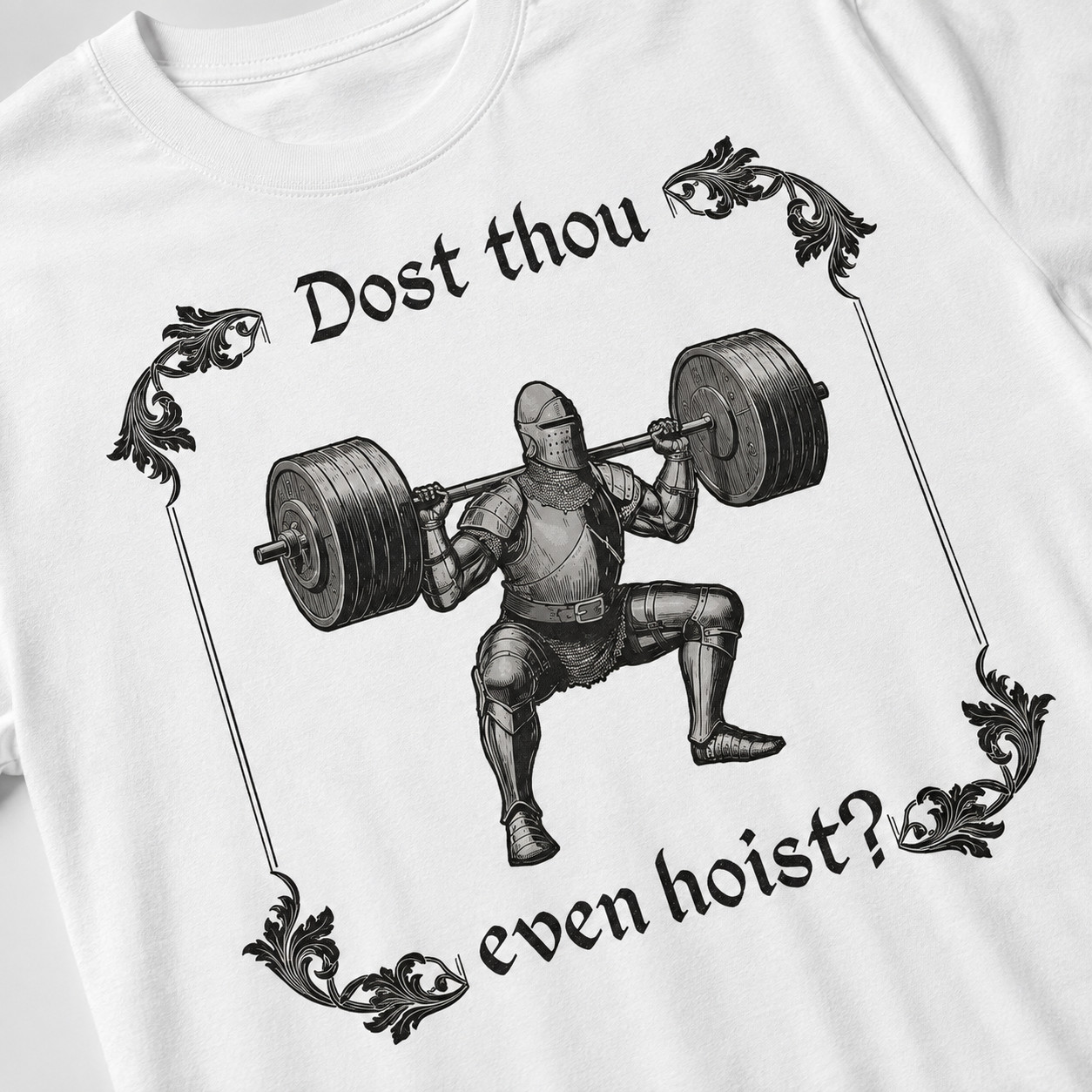 Funny Medieval Knight Weightlifting Gym Workout Graphic Tee