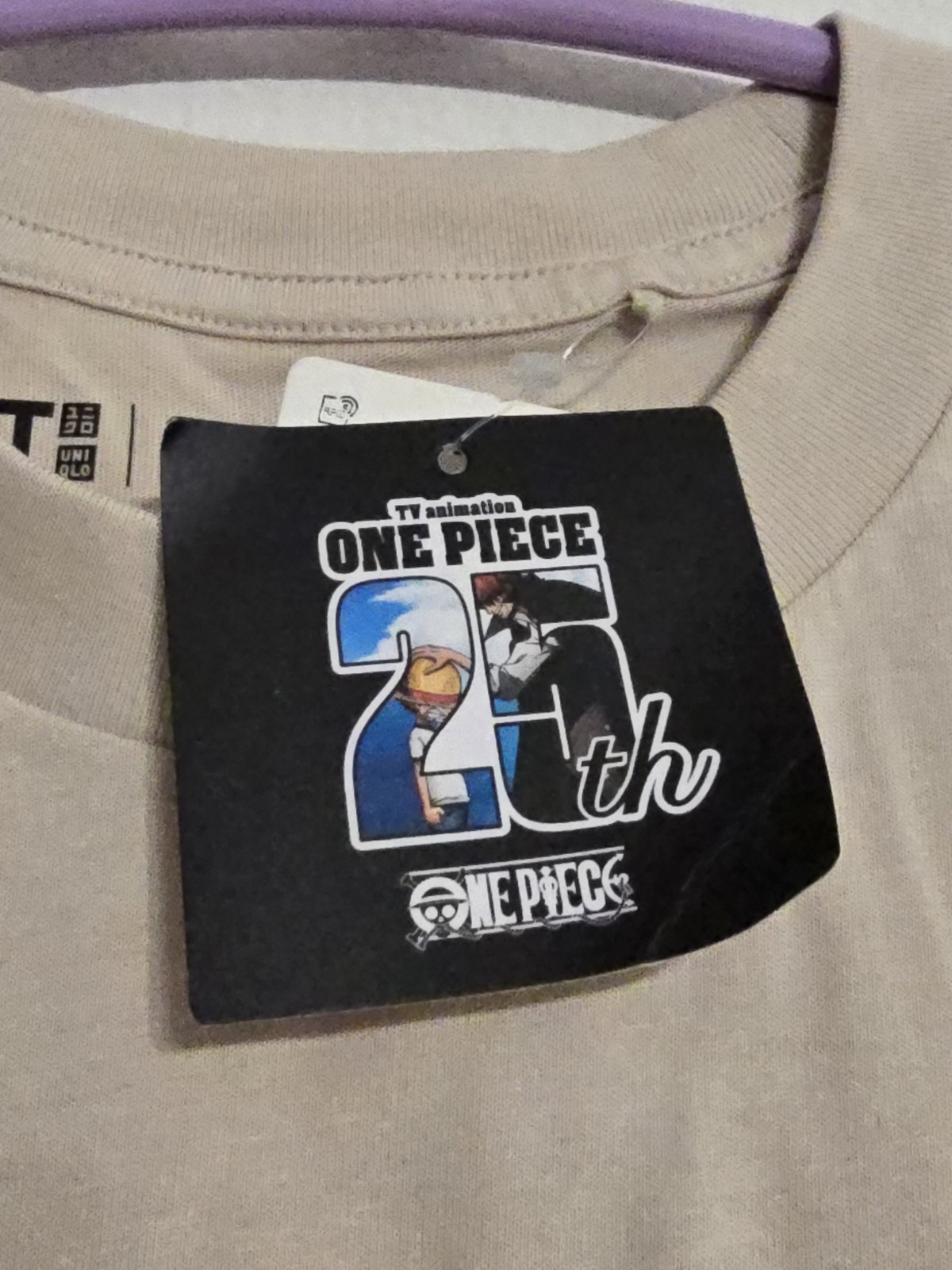 Uniqlo ONE PIECE Anime 25th Short Sleeve Beige Pirate King Unisex Size S NEW