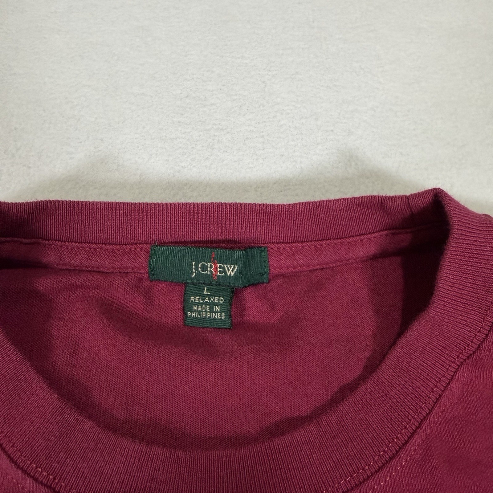 J.Crew Shirt Men Large Red Relaxed Fit Oarsman Essential Tee Basic Solid