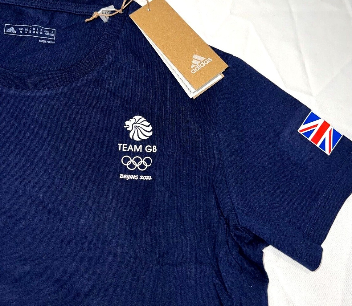 Adidas Training Shirt Team GB Olympic 100% Cotton White Blue XS S M L XL 2XL 3XL