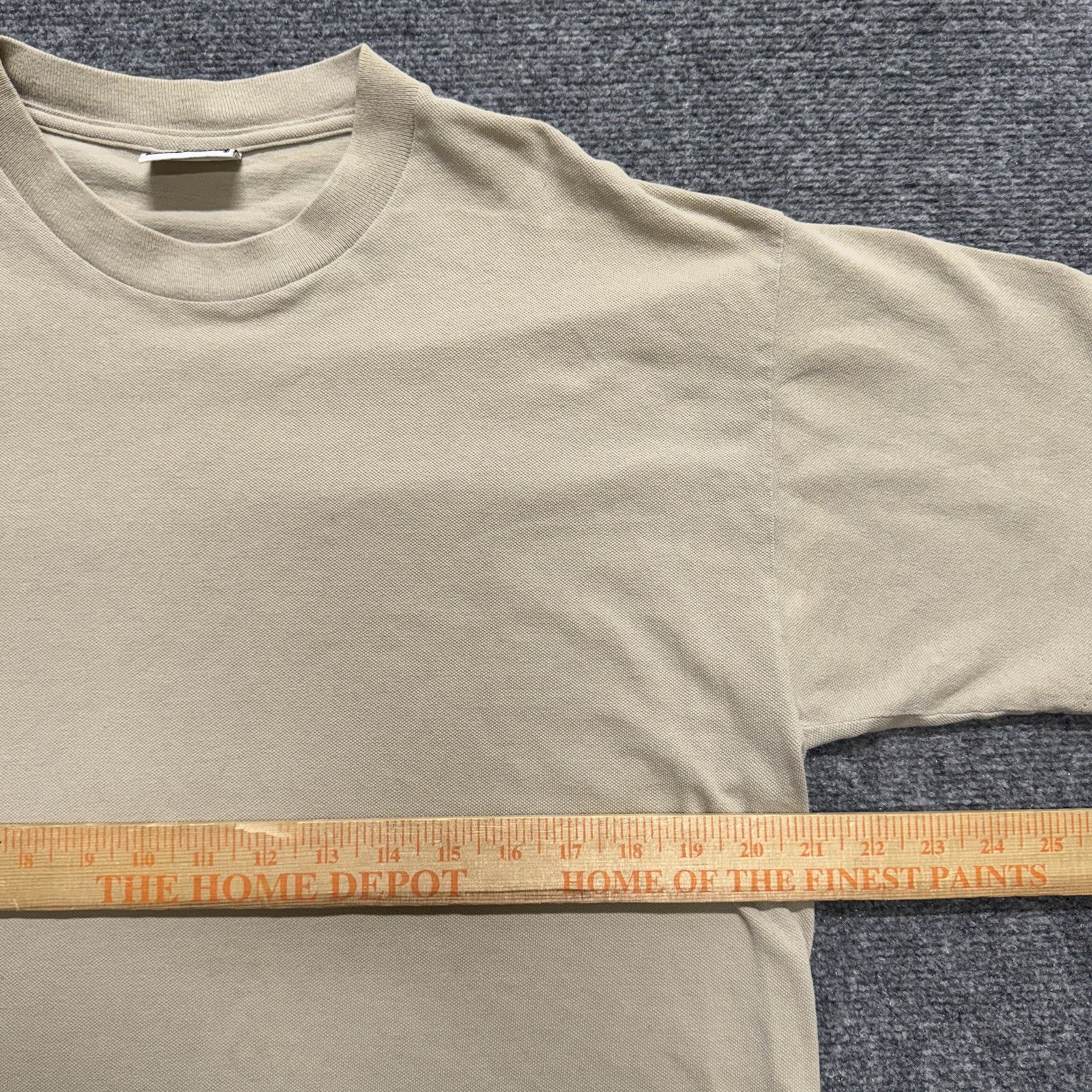 VTG Basic Editions T-Shirt Men’s Large Single Stitch Cotton Blank Beige Stained