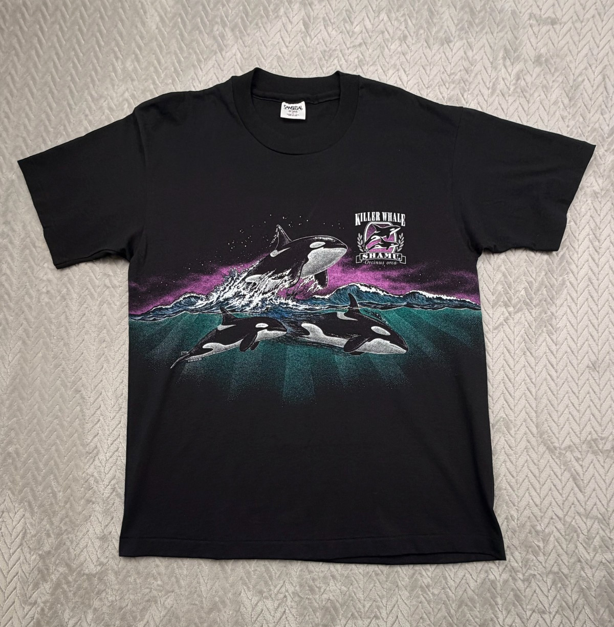 Vintage Sea World Wrap Around Shamu Shirt Mens XL San Segal Black 90’s USA Made