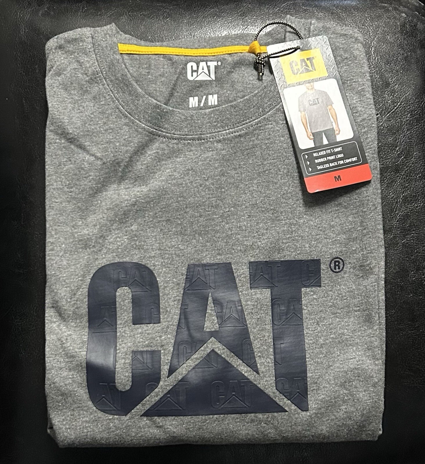 CAT Caterpillar Men’s Relaxed Fit T Shirt, Color Gray, Size Medium, Durable. ￼