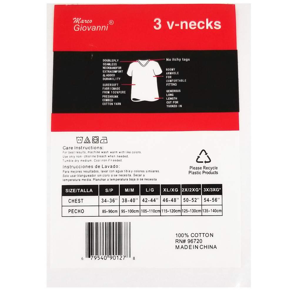 New 3-6 Pack Mens 100% Cotton Tagless V-Neck T-Shirt Undershirt Tee White S-XL