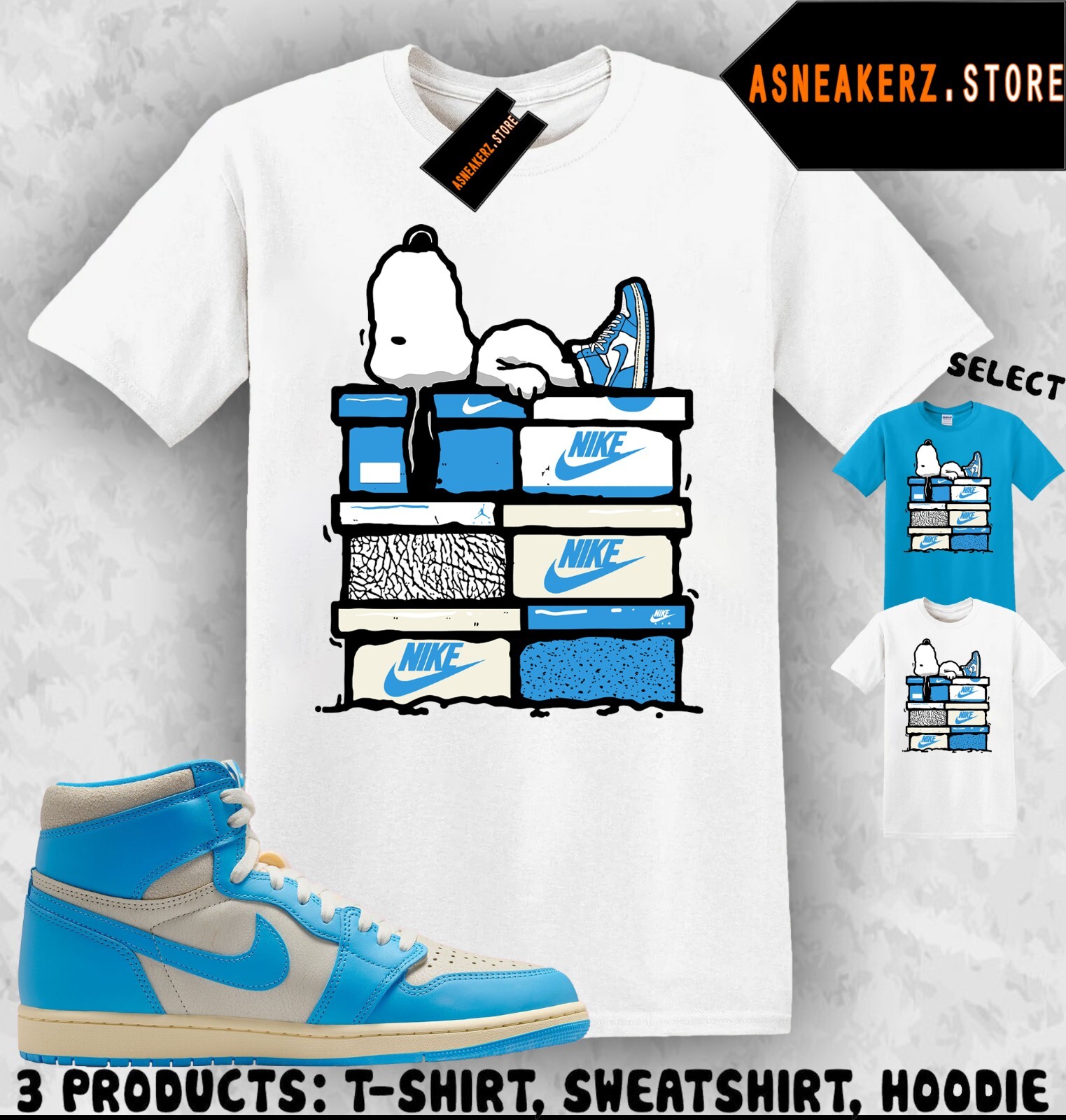 Shirt Match AJ 1 High UNC Reimagined Sneaker Matching Sneakerhead S Dog T-Shirt