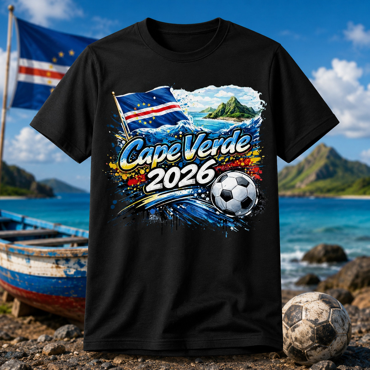 Cape Verde Cabo Verde 2026 Soccer Flag Football Fan Graphic T-Shirt