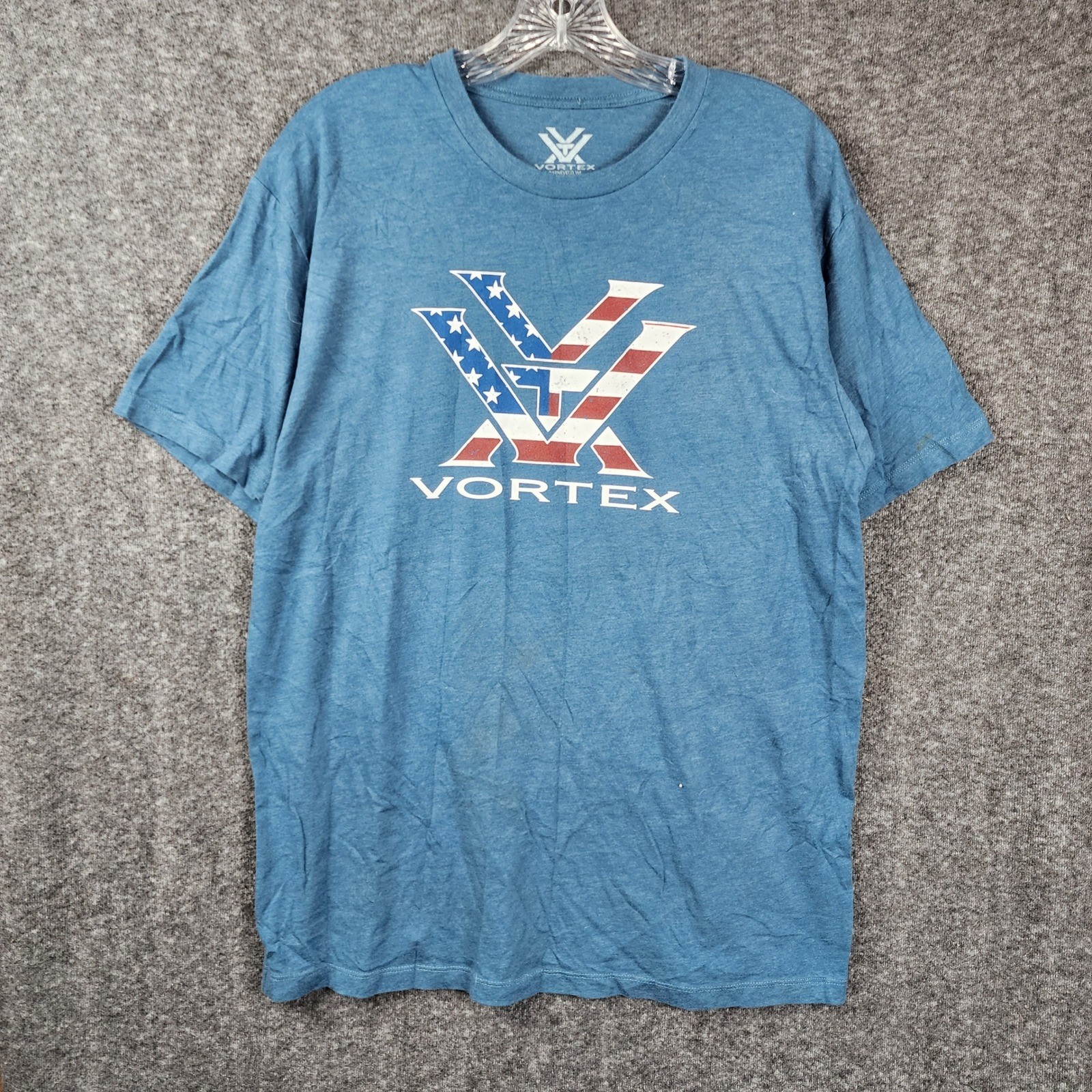 Vortex Graphic T-Shirt Mens Large Blue American Flag Logo Short Sleeve