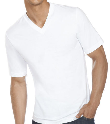 New 3-6 Pack Mens 100% Cotton Tagless V-Neck T-Shirt Undershirt Tee White S-XL