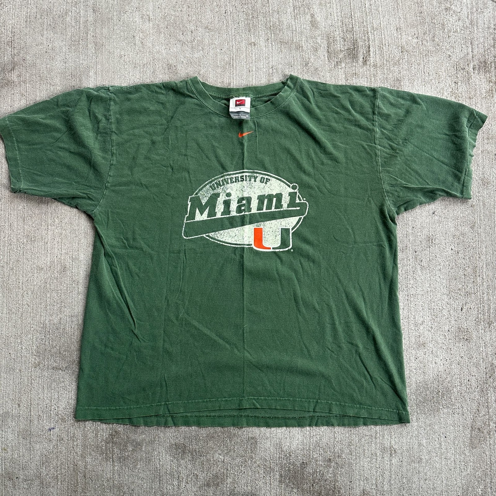 Vintage Nike Team University of Miami Hurricanes Green Graphic T-Shirt Men’s Siz