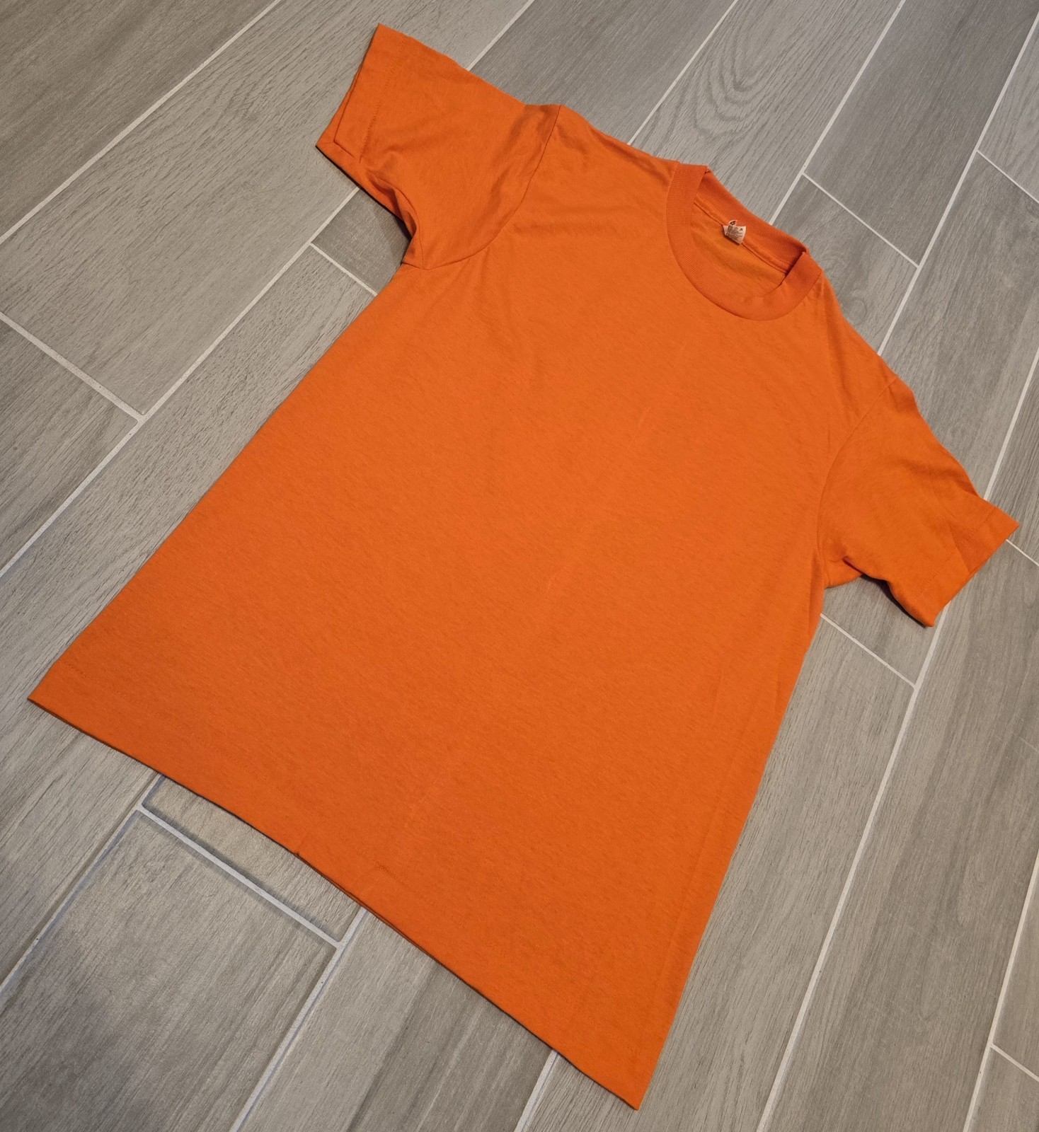 Vintage Screen Stars Blank Orange Shirt Size Medium 80’s Single Stitch USA