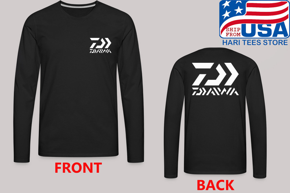 Daiwa Fishing Men’s Long Sleeve Black T-Shirt Size S to 2XL