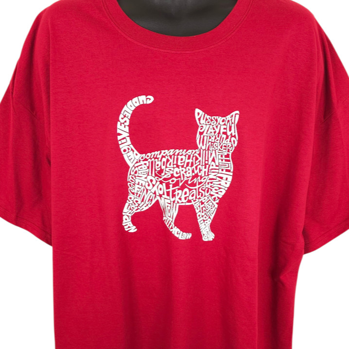 Cat T Shirt Mens Size 3XL Red Word Pop Art Tee