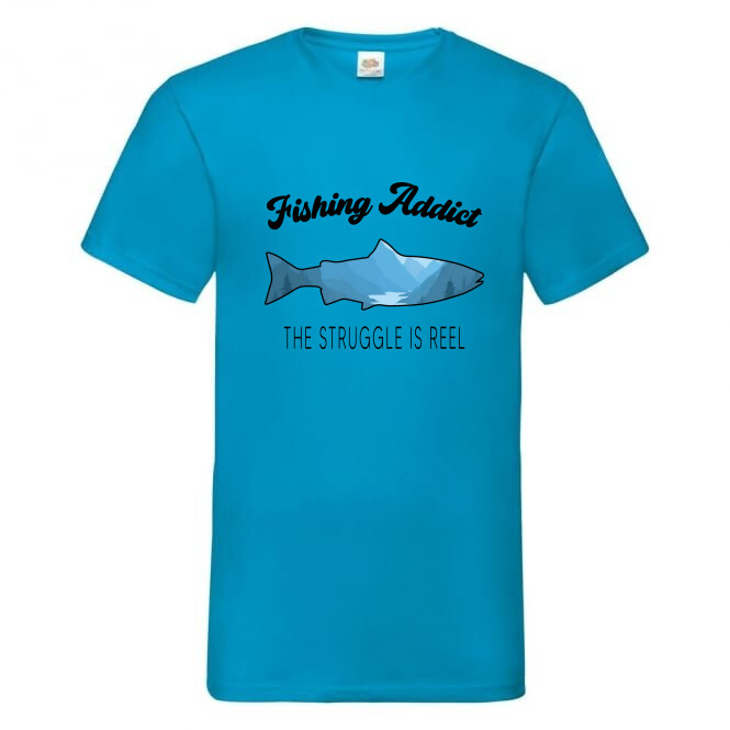 Fishing Addict The Struggle Humour Novelty T Shirt Various Colours And Sizes