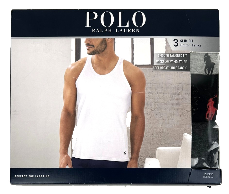 Polo Ralph Lauren 3 Pack Slim Fit 100% Cotton Tank Top Size S NWT $49.50