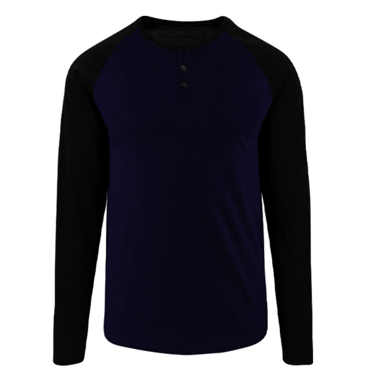 Mens Long Sleeve Henley Raglan T Shirt Grandad Neck Contrast T-Shirt New Top