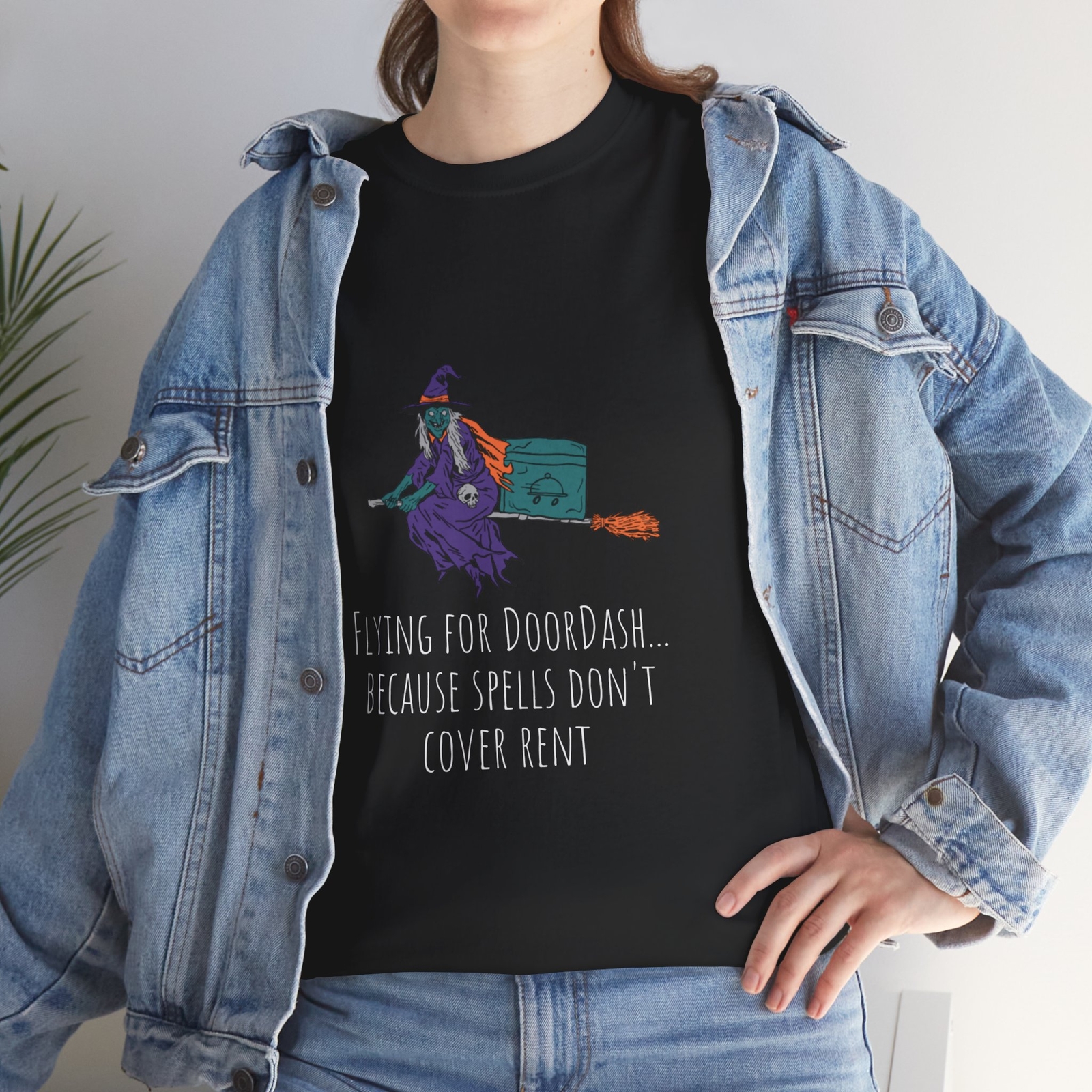 Witchy Door dash Humor Unisex Cotton Tee